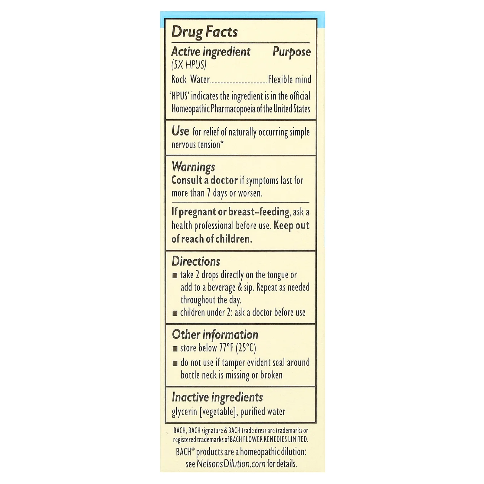 Bach, Original Flower Remedies, каменная вода, 10 мл (0,35 жидк. унции)