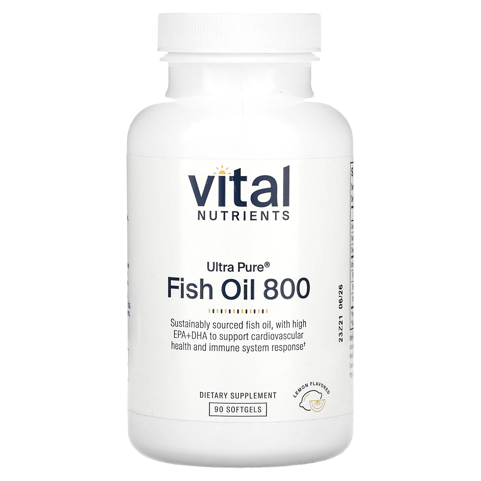 Vital Nutrients, ультрачистый рыбий жир 800, со вкусом лимона, 90 мягких таблеток