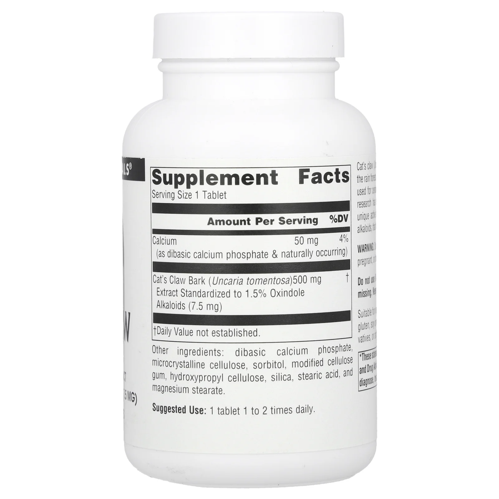 Source Naturals, Растение кошачий коготь, 500 мг, 120 таблеток