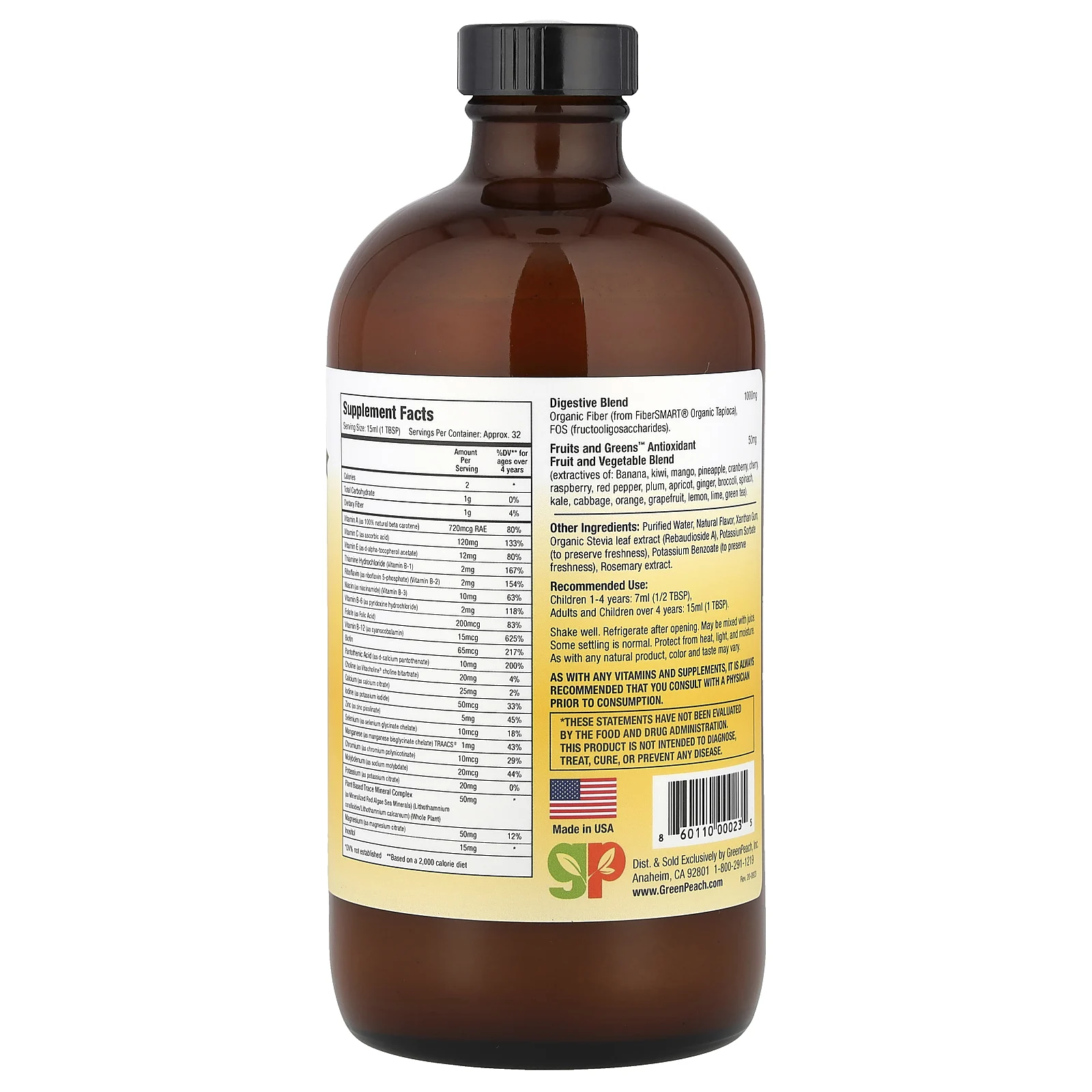 GreenPeach, Advanced Multiple Vitamin, смесь фруктов, 473 мл (16 жидк. Унций)