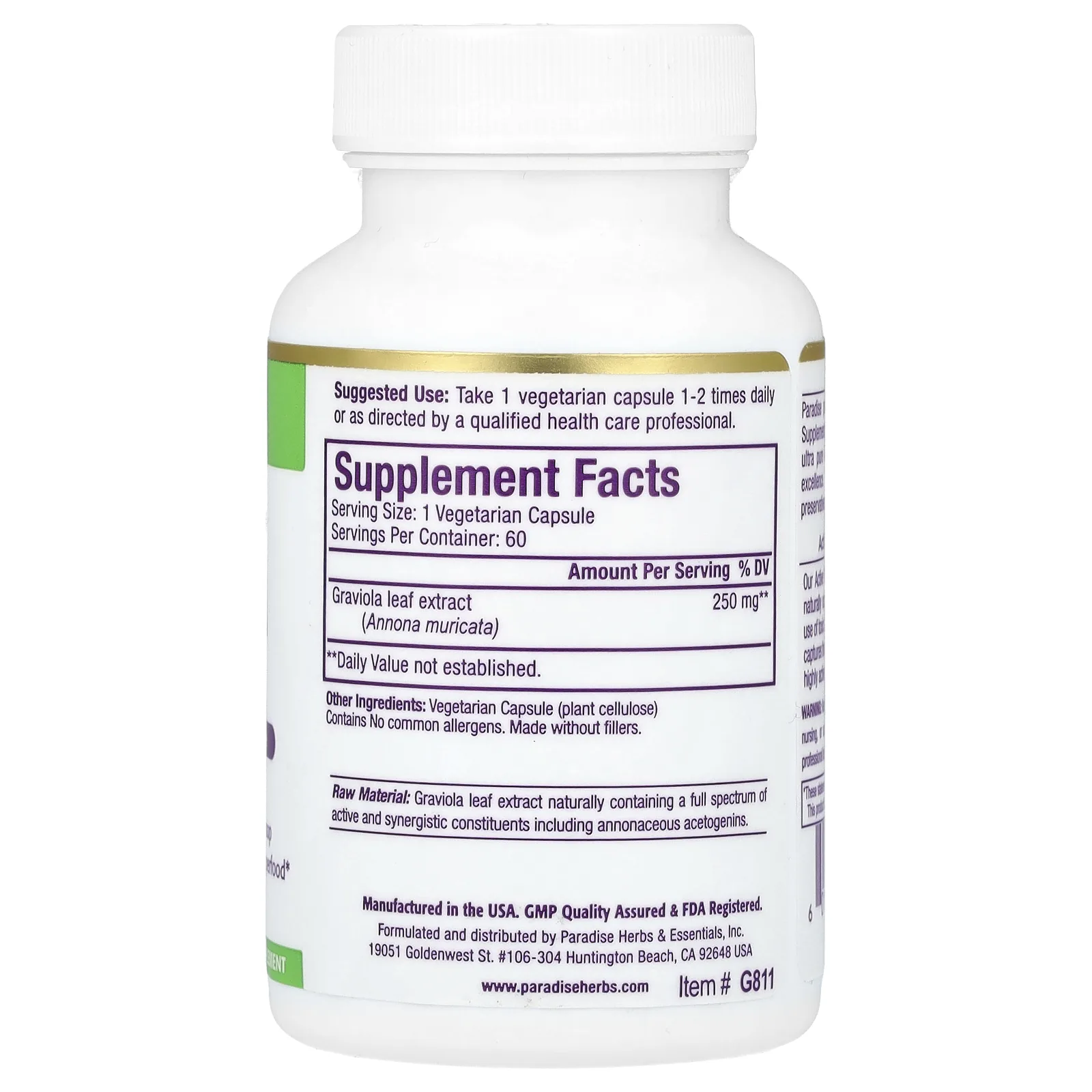 Paradise Herbs, Brazilian Graviola, 60 Vegetarian Capsules