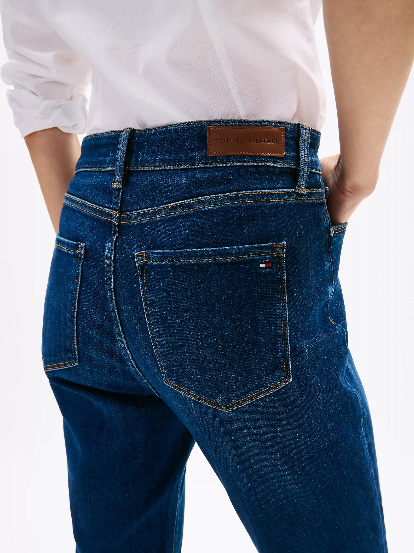 Женские джинсы Tommy Hilfiger, Джинсы с высокой посадкой, темной стирки и узкого кроя