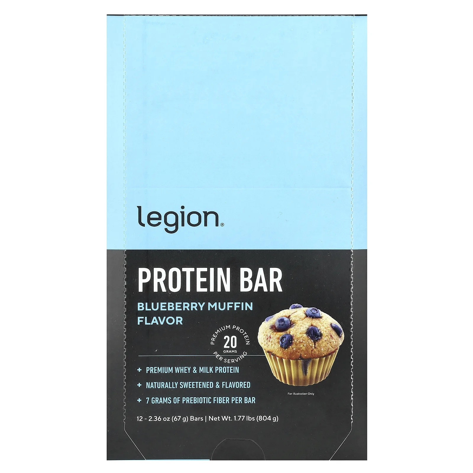 Legion Athletics, Протеиновый батончик, кексы с голубикой, 12 батончиков, 67 г (2,36 унции)