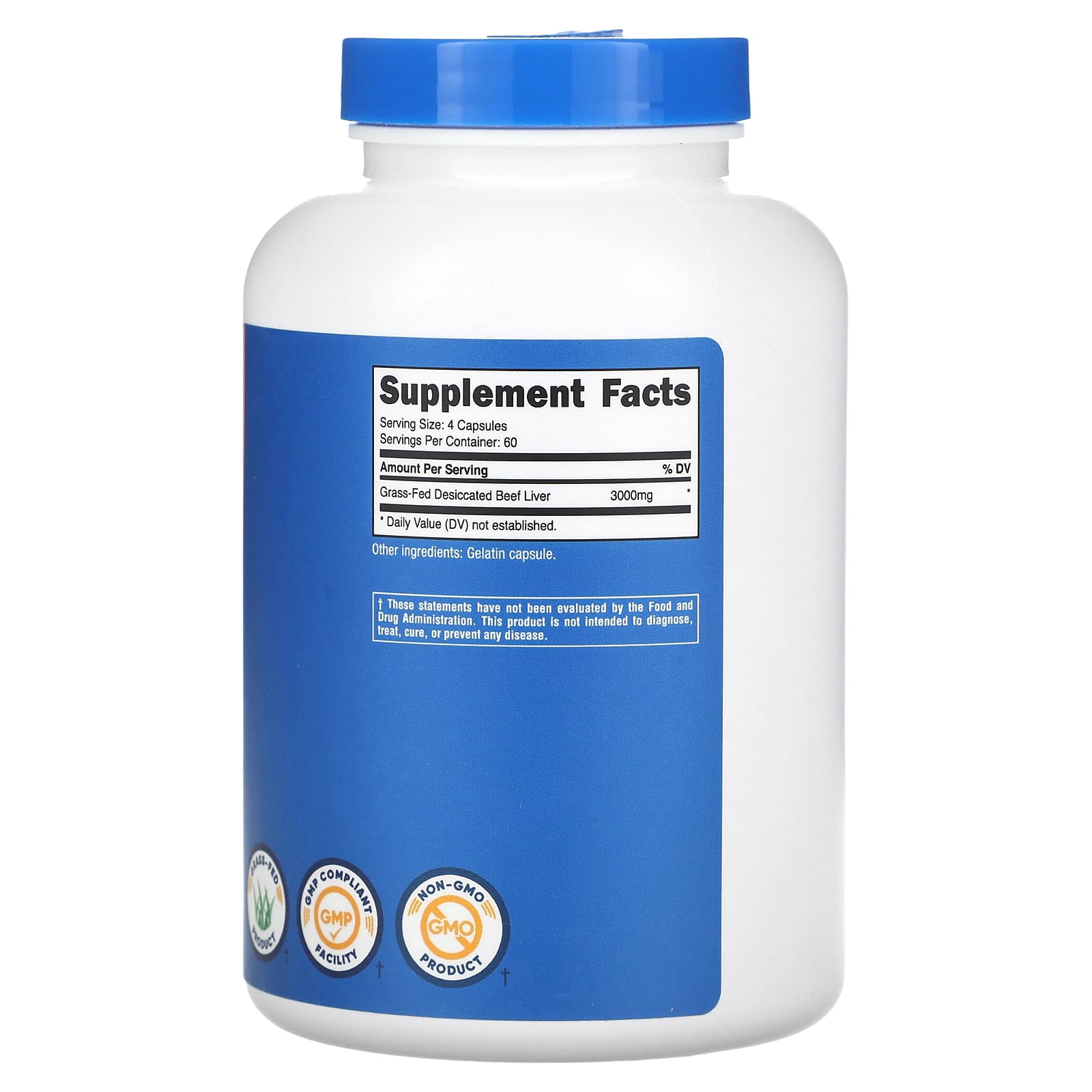 Nutricost, сушеная говяжья печень травяного откорма, 3000 мг, 240 капсул (750 мг в 1 капсуле)