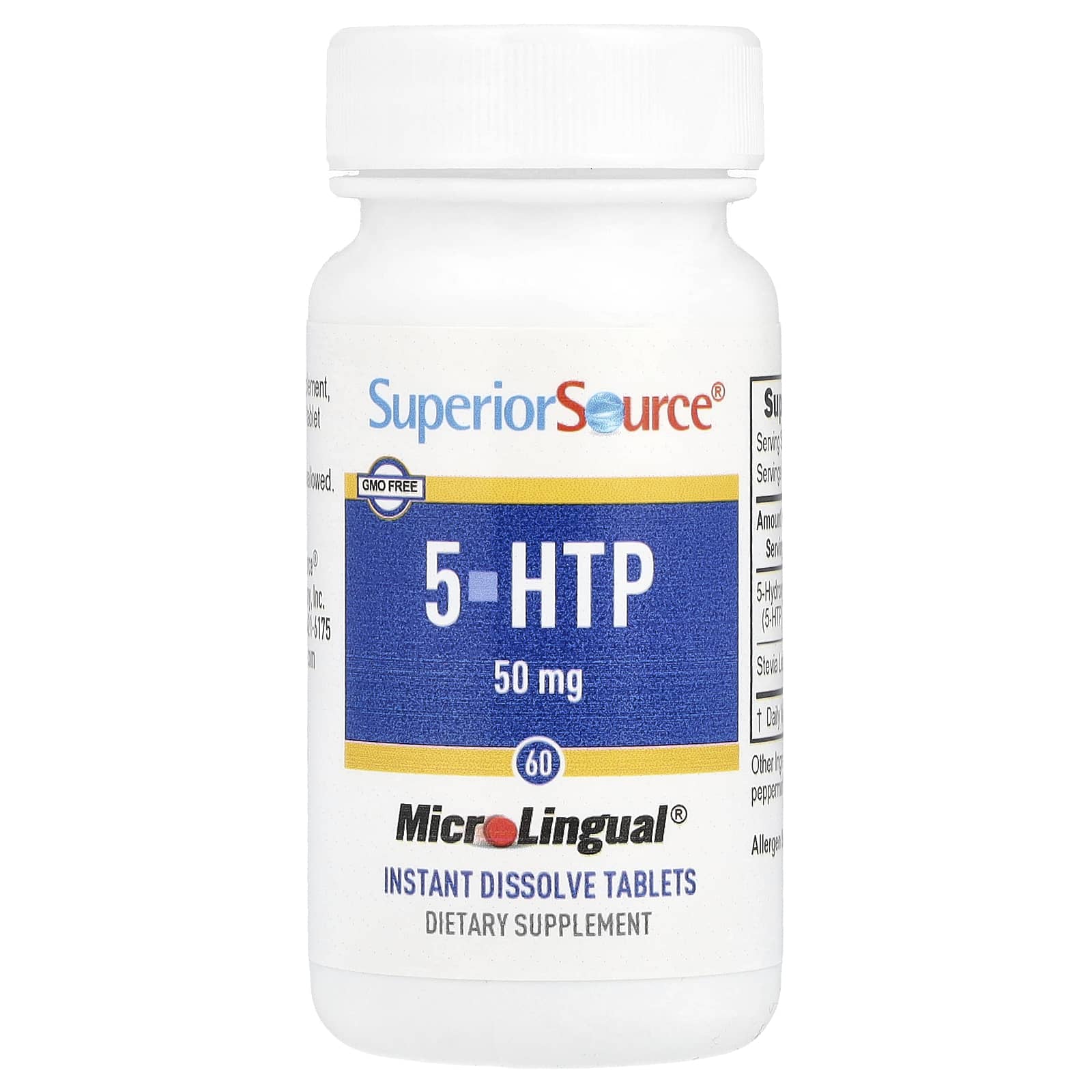 Superior Source, 5-HTP (5-гидрокситриптофан), 50 мг, 60 быстрорастворимых таблеток MicroLingual
