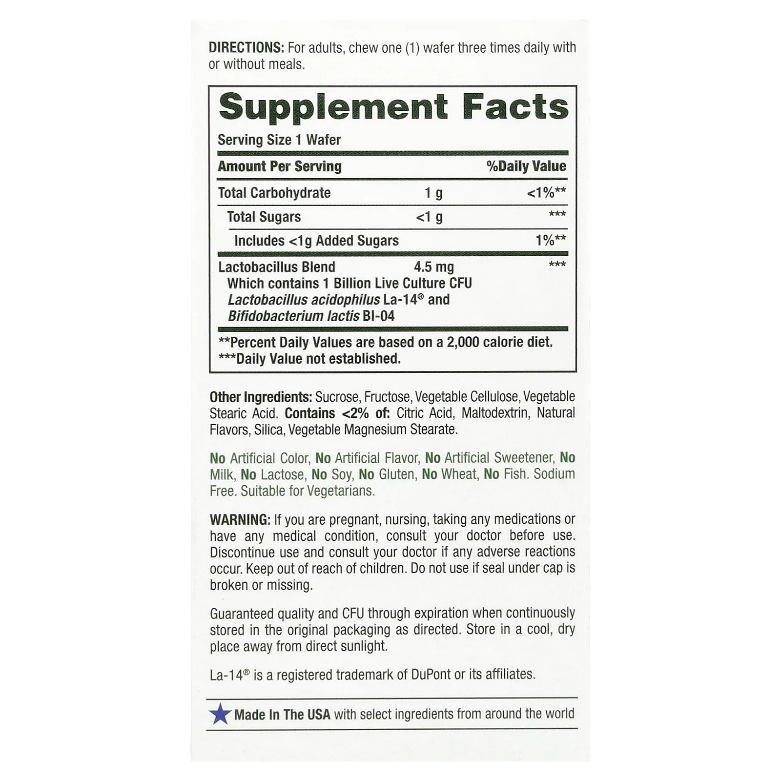 Nature's Bounty, Жевательный пробиотик ацидофилус, клубника, 1 миллиард, 60 жевательных вафель