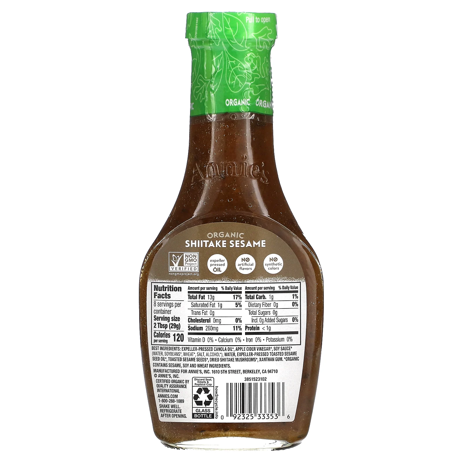 Annie's Homegrown, Органический винегрет из шиитаке с кунжутом, 236 мл (8 жидк. Унций)