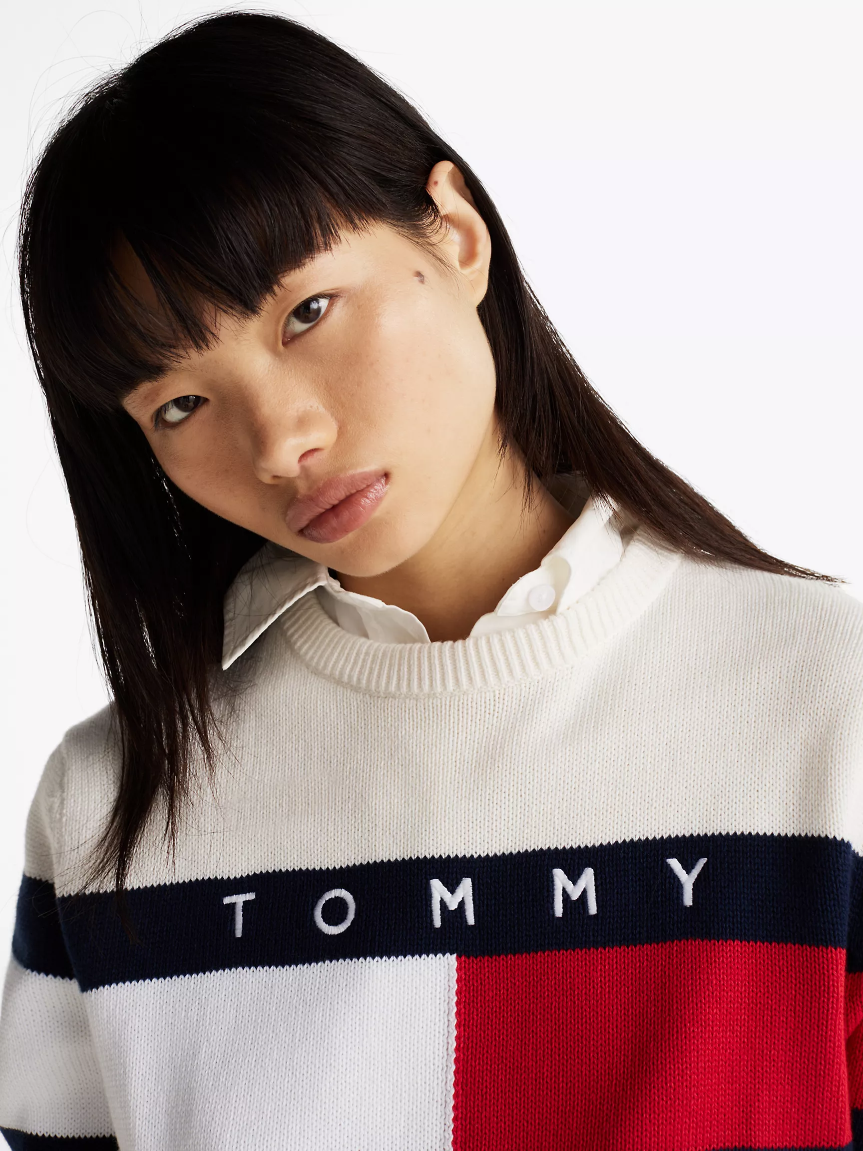 Женский свитер Tommy Hilfiger, Свитер с вышитым логотипом Bold Flag