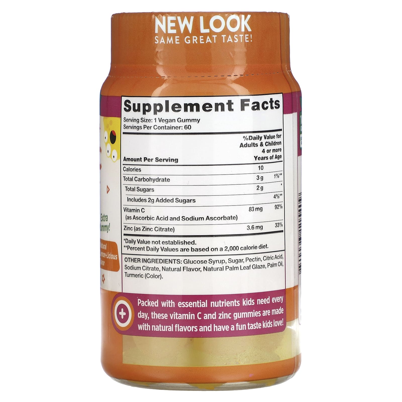 Nature's Truth, Just 4 Kids, витамин C и цинк, натуральный лимонный вкус, 60 веганских жевательных мармеладок