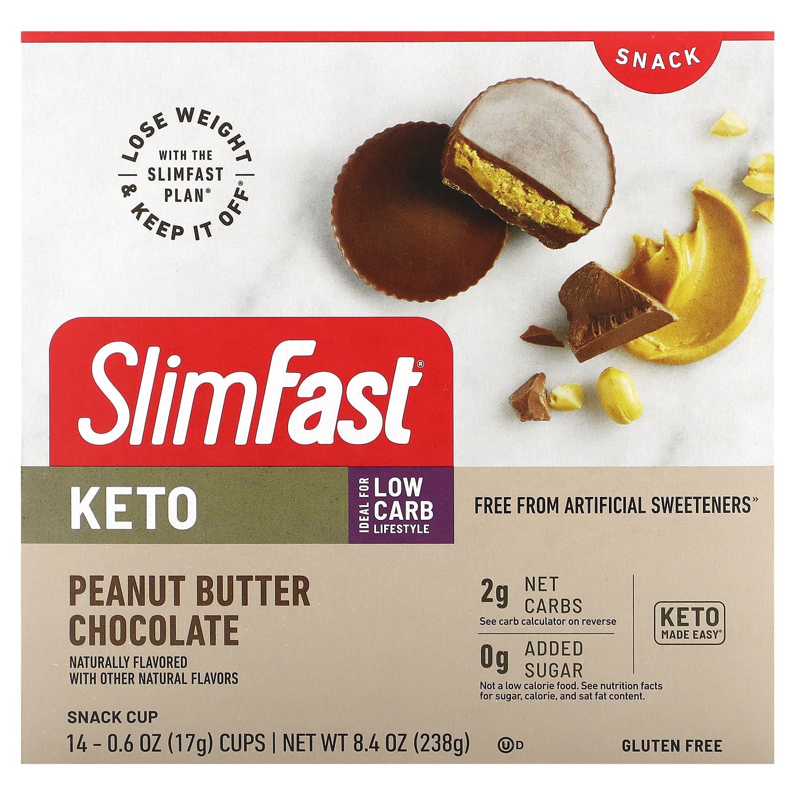 SlimFast, Keto Snack Cup, шоколад с арахисовой пастой, 14 шт., 17 г (0,6 унции)