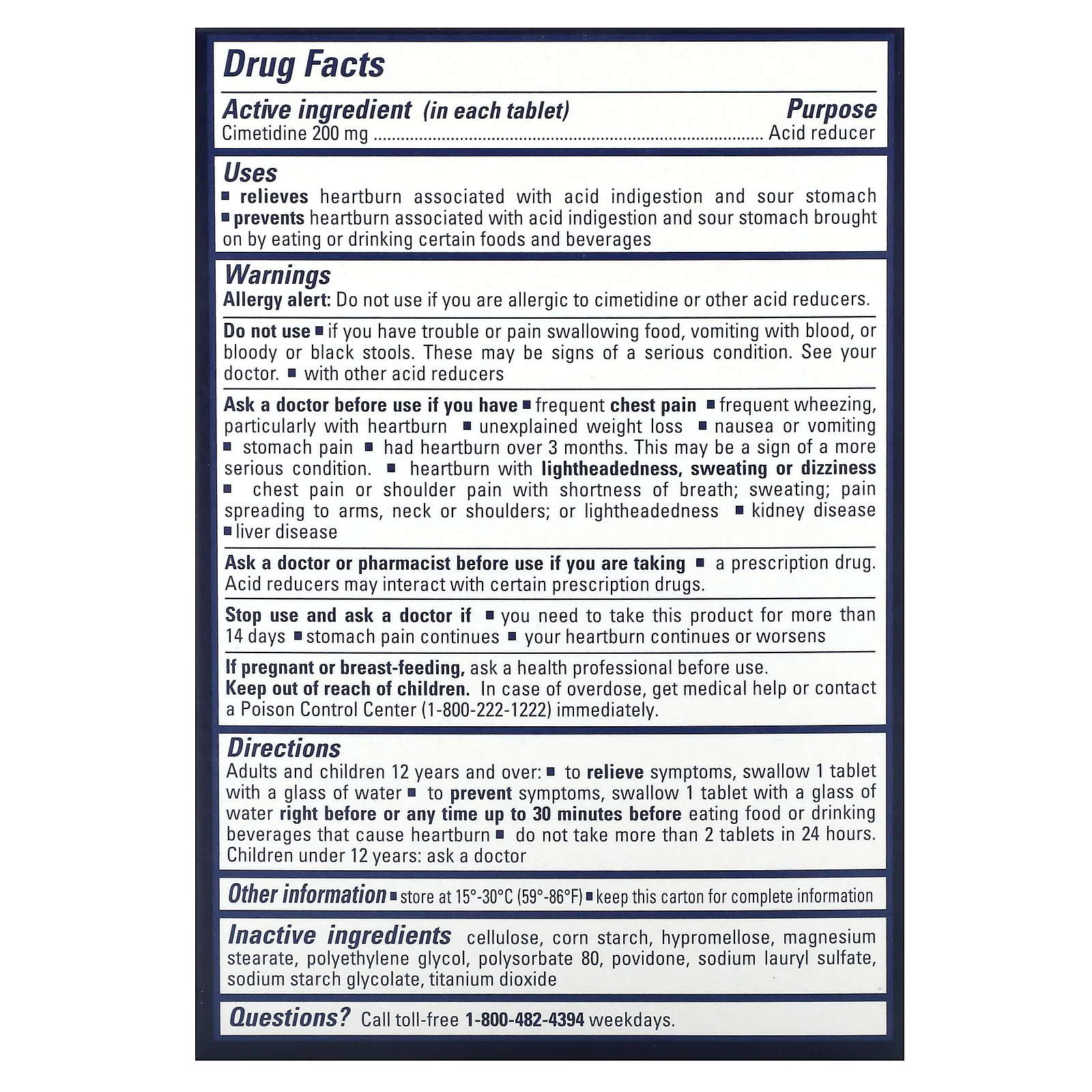 Tagamet, HB200, понижающий кислотность продукт, 200 мг, 30 таблеток