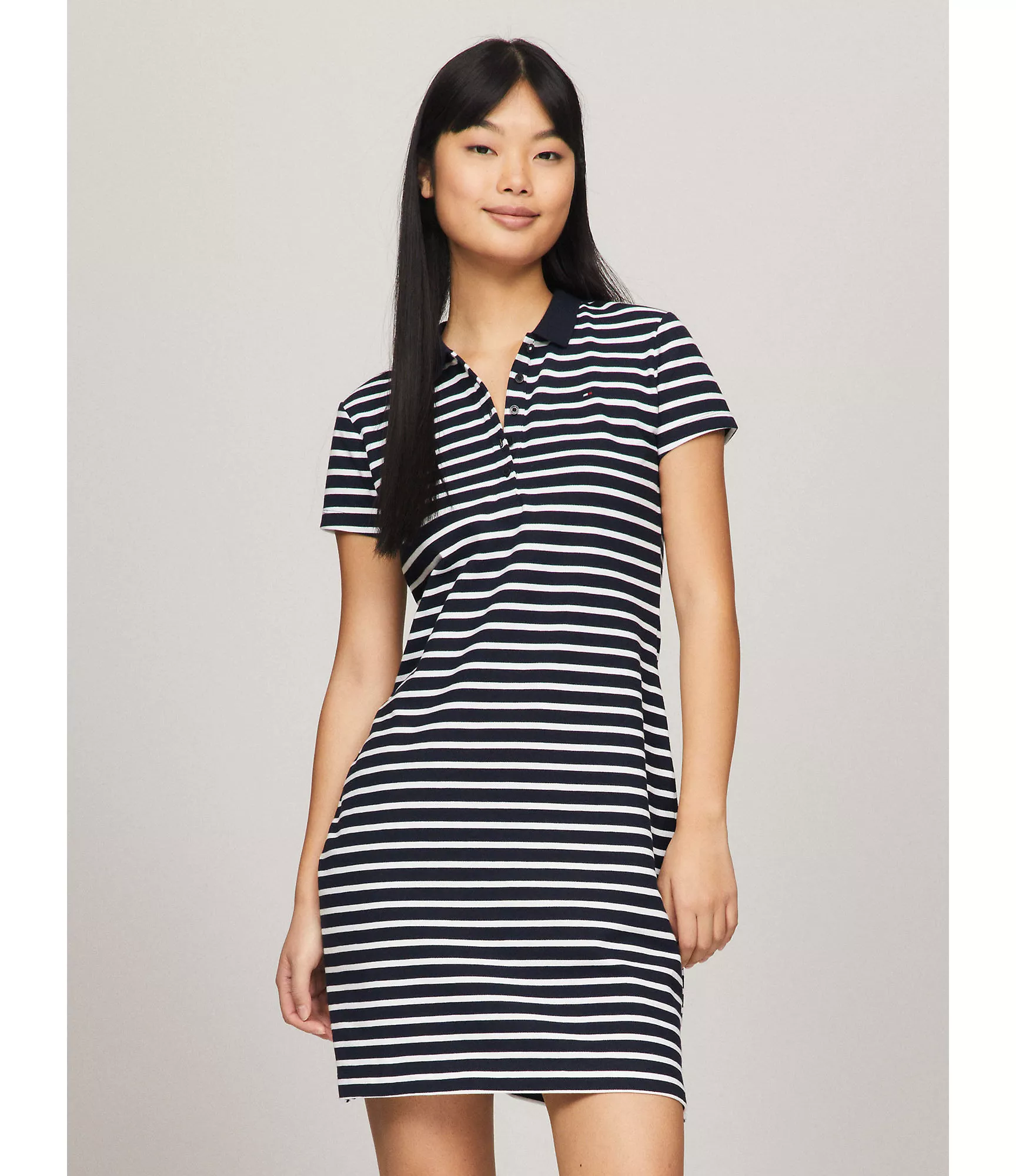 Женское платье Tommy Hilfiger, Приталенное полосатое эластичное платье-поло