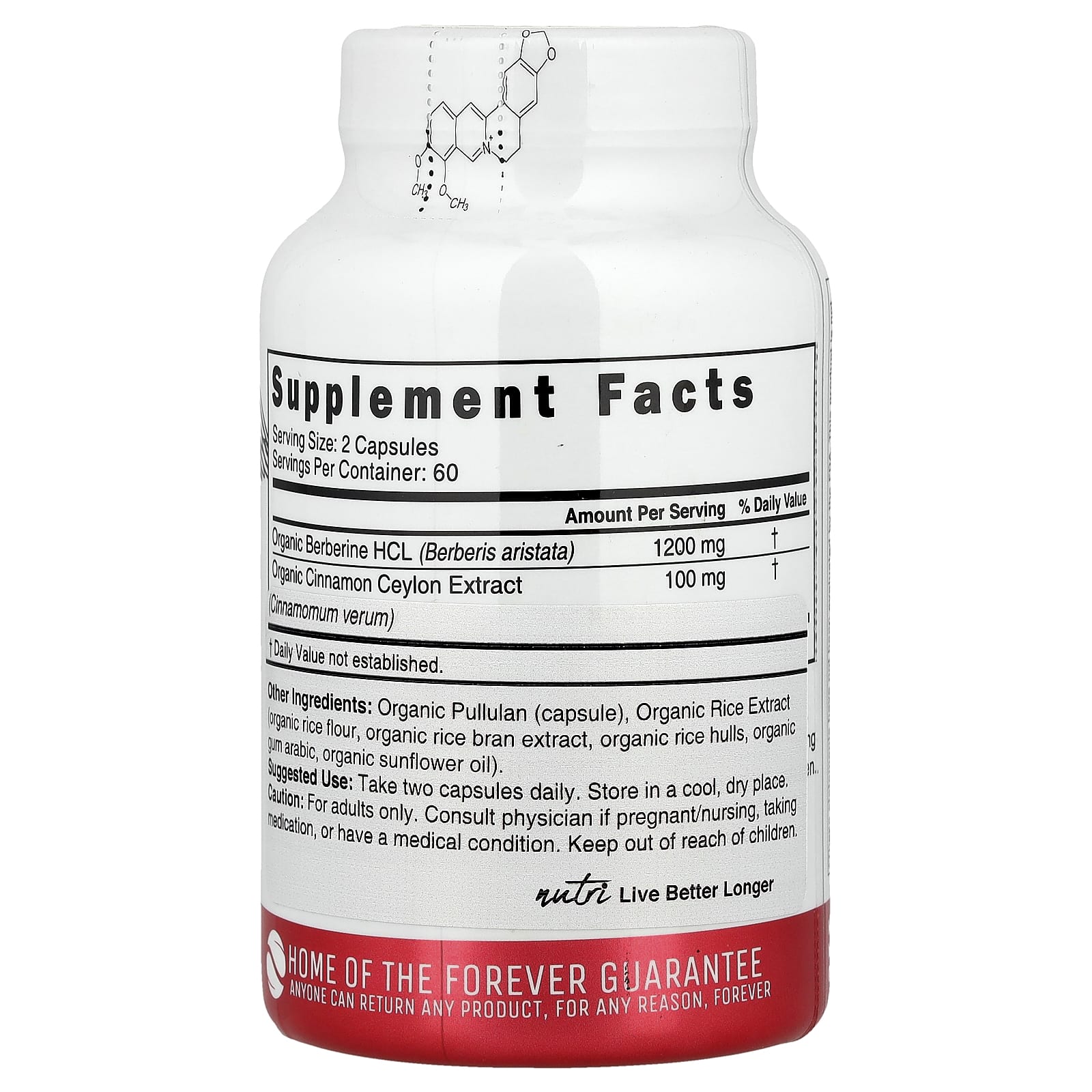 Nutri, Органический берберин + цейлонская корица, 120 органических капсул