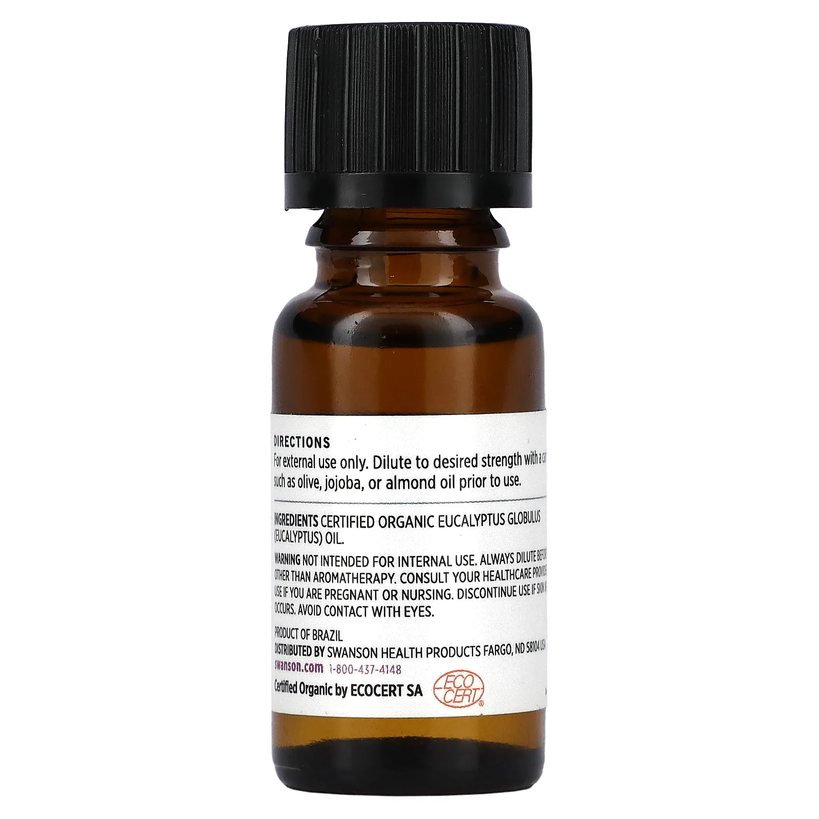 Swanson, Сертифицированное органическое эфирное масло эвкалипта, 15 мл (0,5 жидк. Унции)