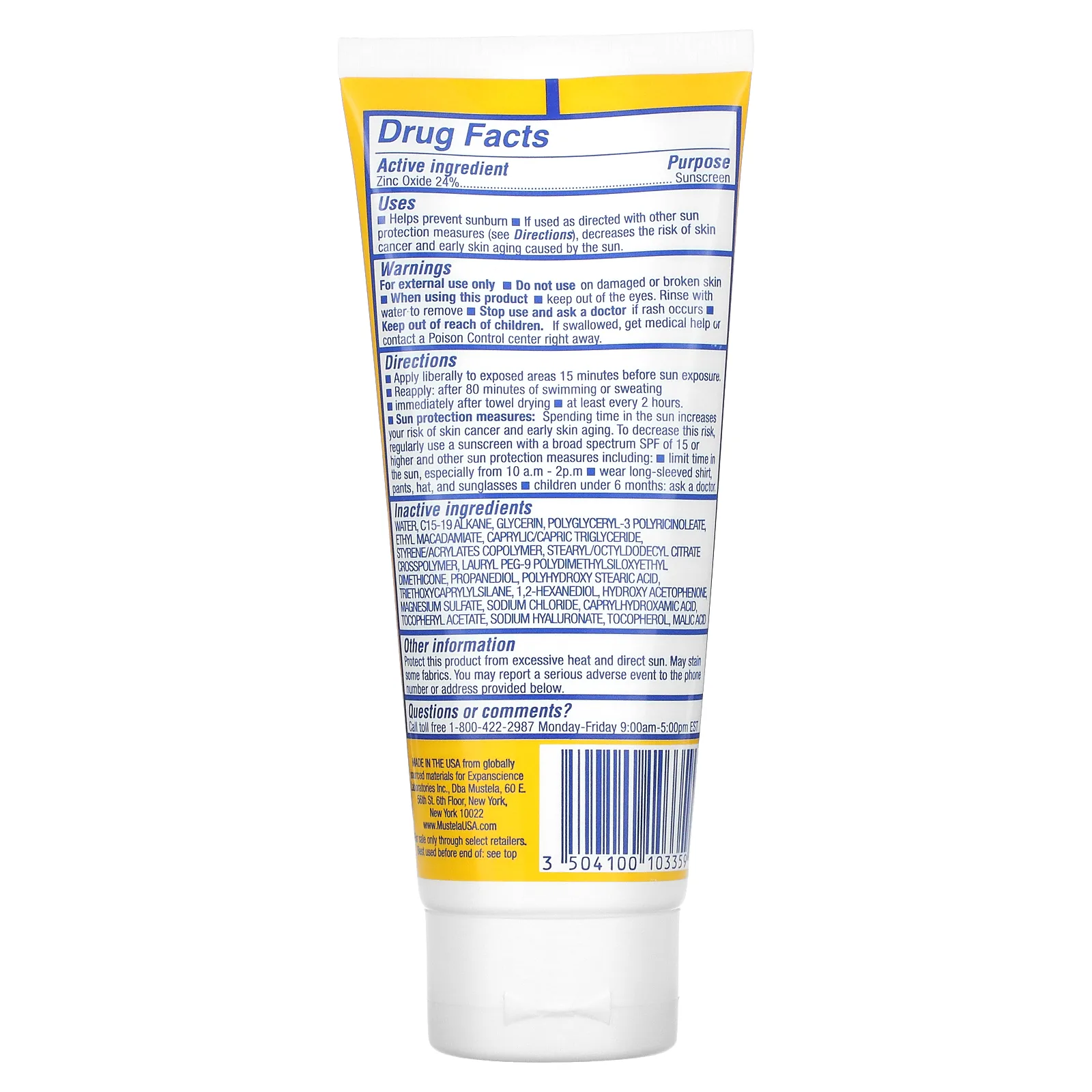 Mustela, минеральное солнцезащитное средство для детей, SPF 50, 100 мл (3,38 жидк. унции)