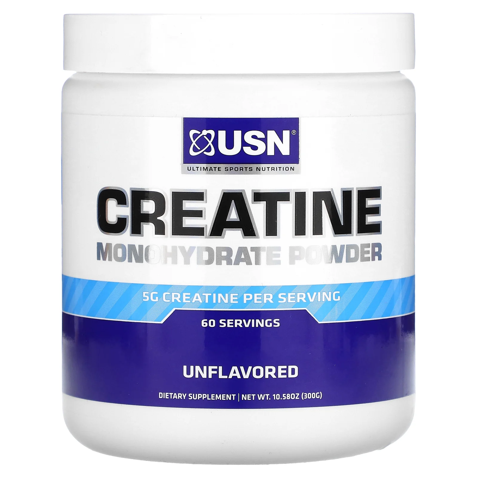 USN, Моногидрат креатина, без добавок, 5 г, 300 г (10,58 унции)