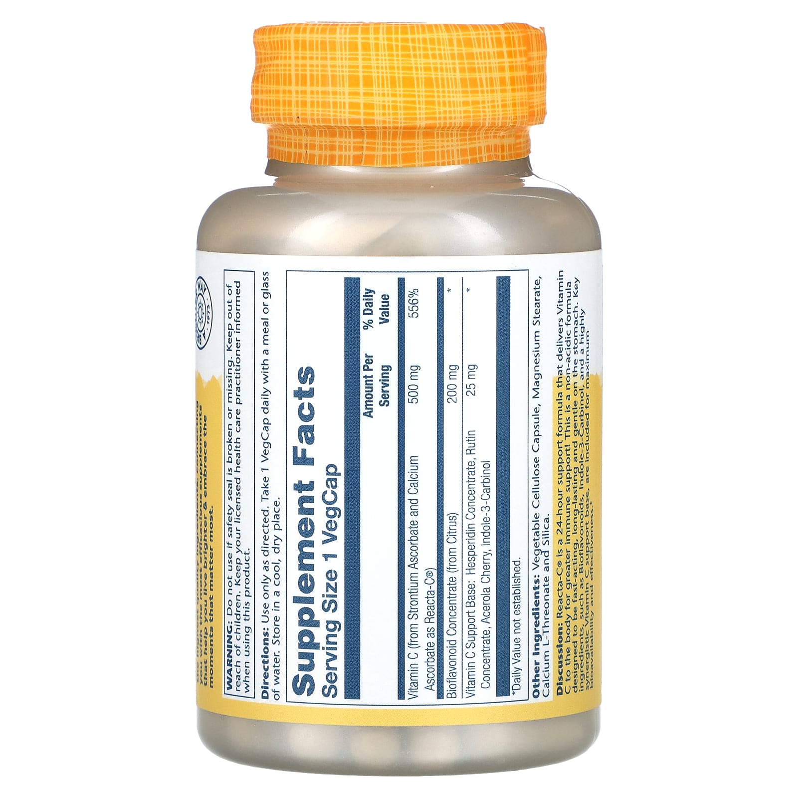 Solaray, Reacta-C, 500 мг, 120 вегетарианских капсул