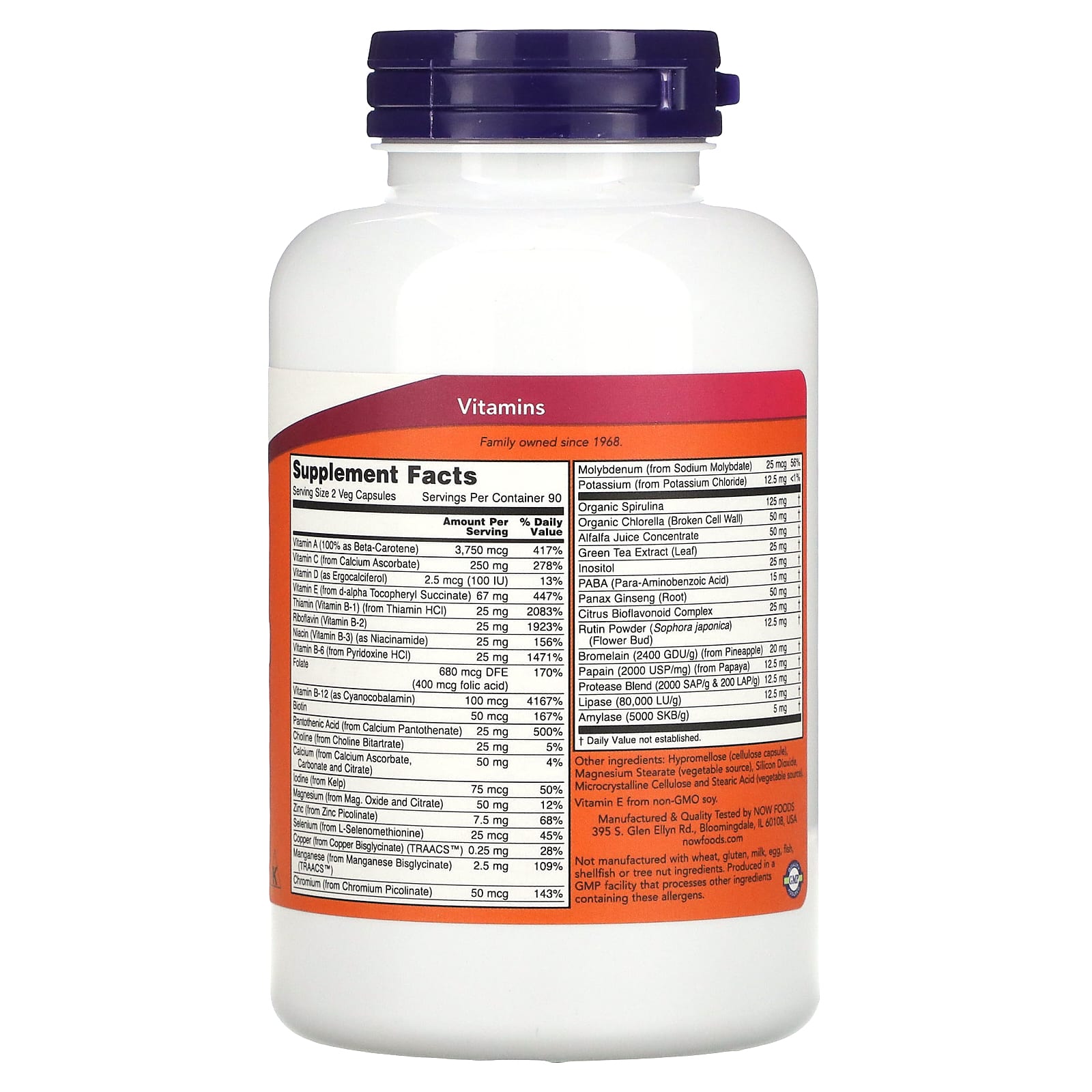 NOW Foods, Мультивитамины EcoGreen, без железа, 180 растительных капсул