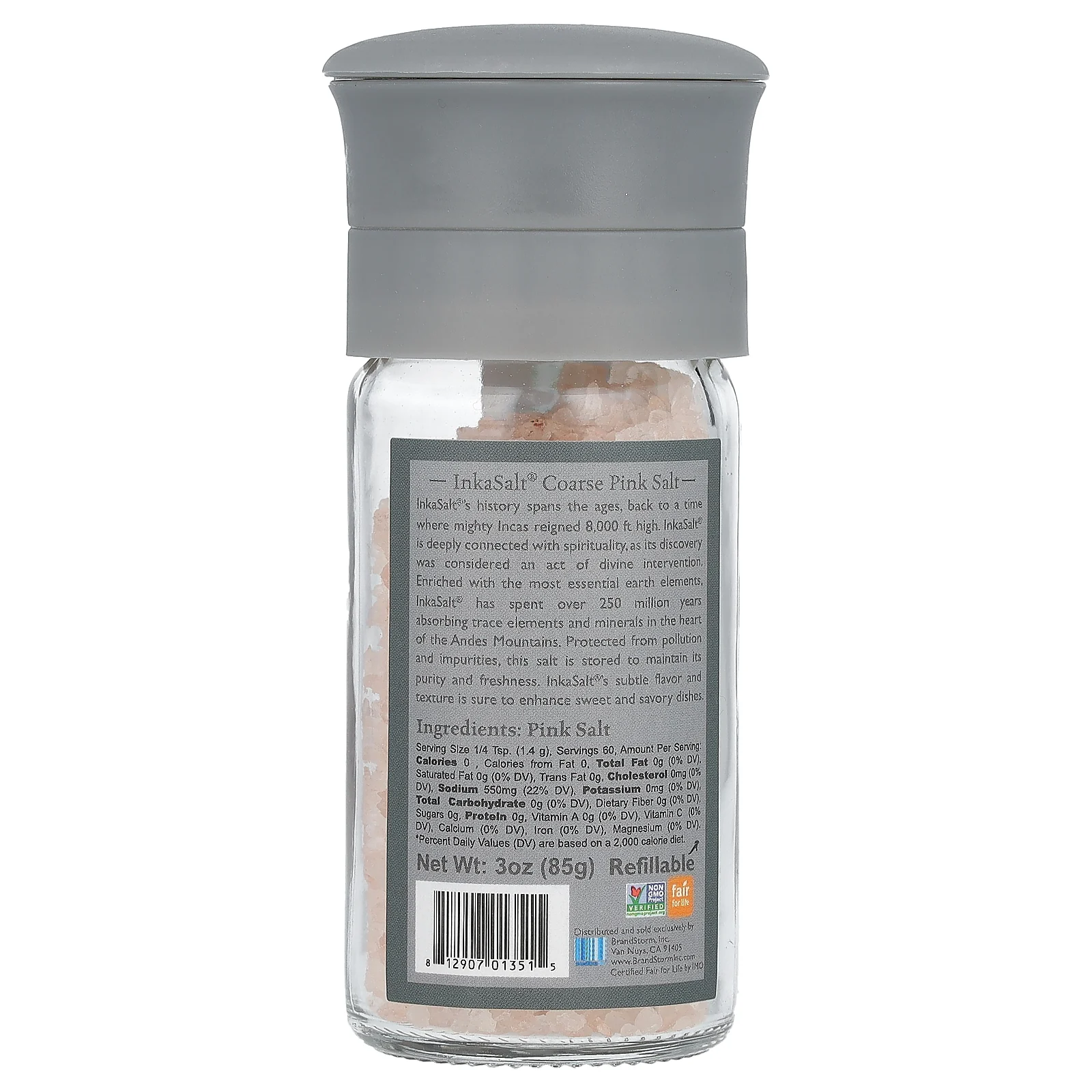 Natierra, InkaSalt, розовая соль, приобретенная с соблюдением принципов справедливой торговли, в мельнице, 85 г (3 унции)