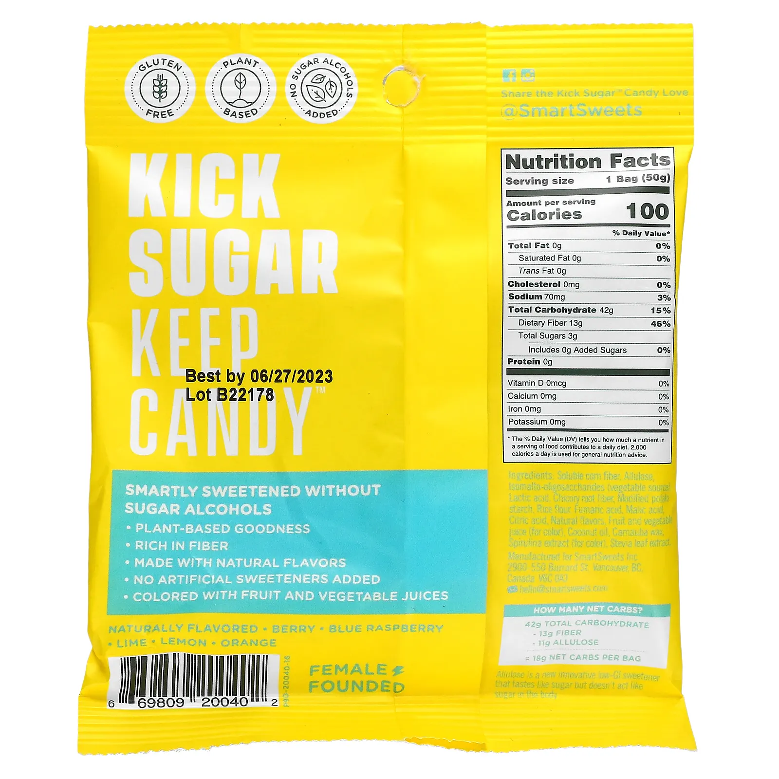 SmartSweets, Sour Blast Buddies, ягоды, голубая малина, лайм, лимон, апельсин, 50 г (1,8 унции)