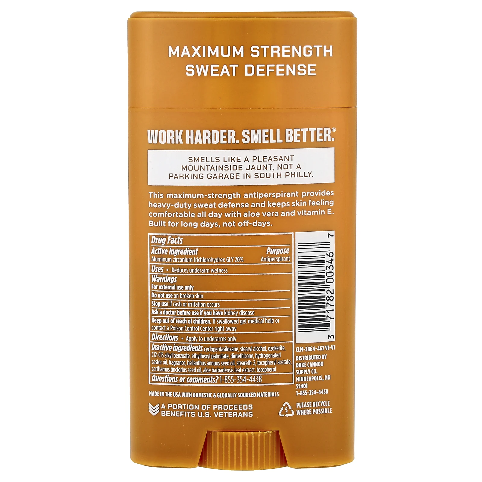 Duke Cannon Supply Co., Trench Warfare® антиперспирант и дезодорант, Sawtooth, альпийский воздух и кедр, 85 г (3 унции)