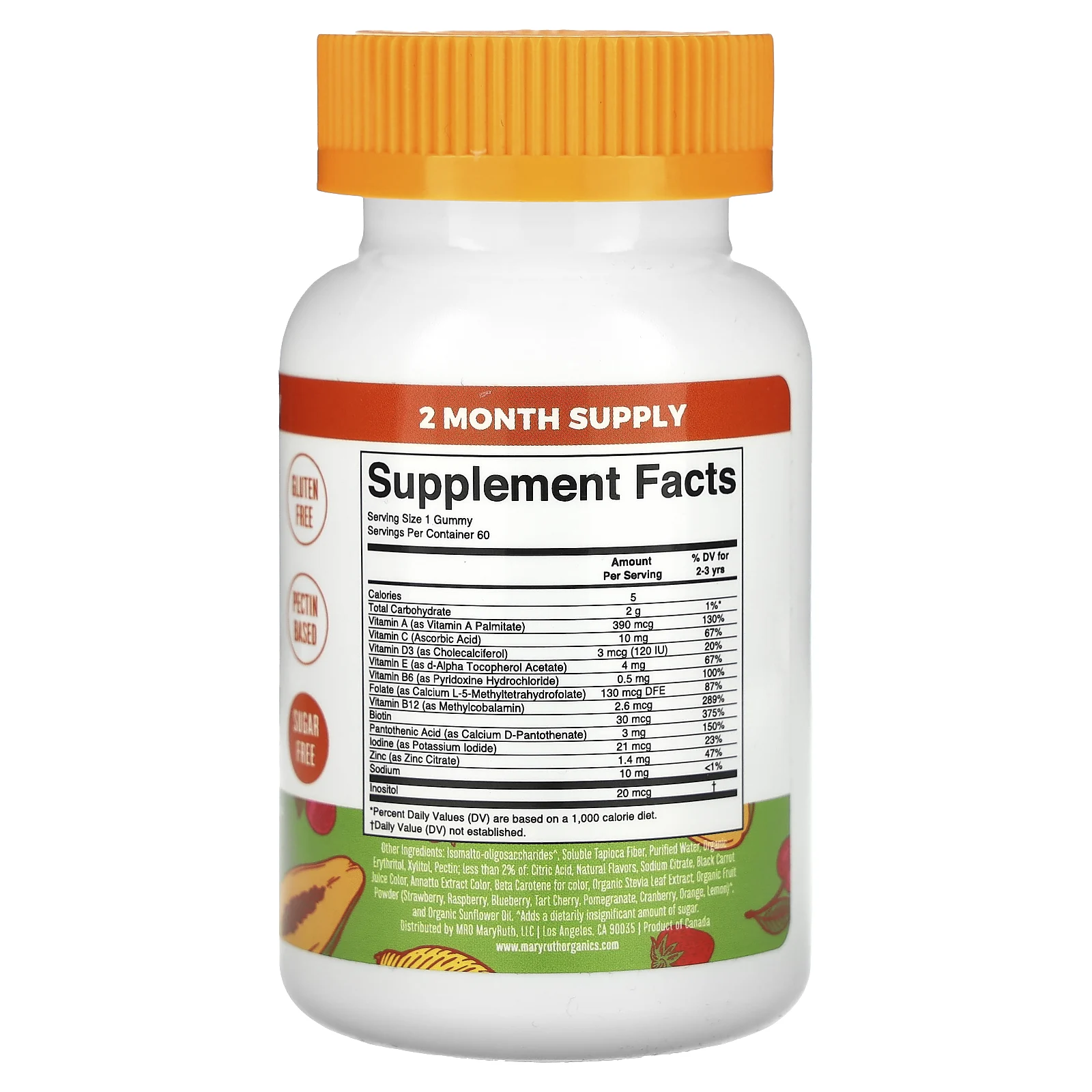 MaryRuth's, мультивитаминные жевательные таблетки для малышей, со вкусом клубники, папайи и суперпунша, 60 жевательных таблеток