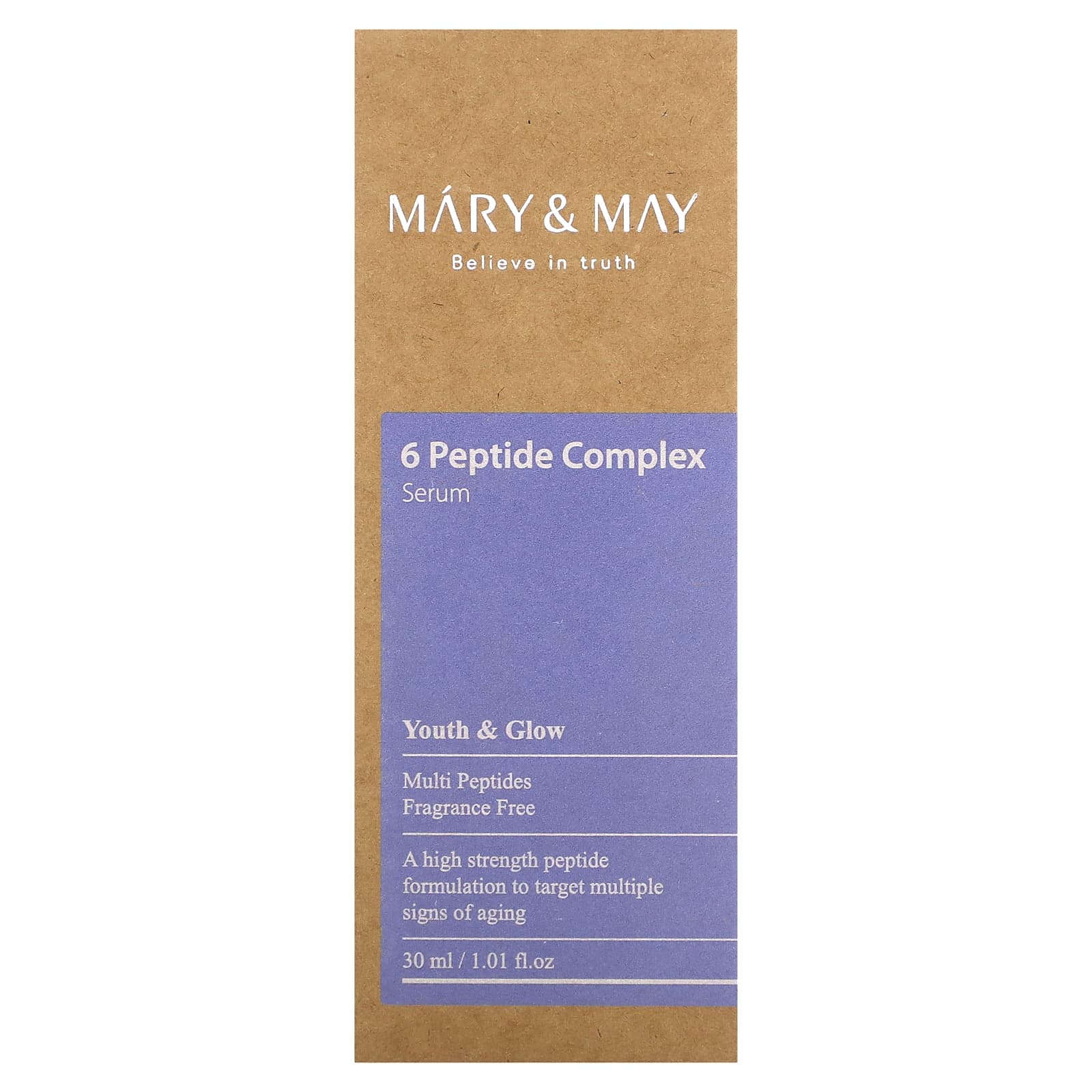 Mary & May, Сыворотка с комплексом из 6 пептидов, без отдушек, 30 мл (1,01 жидк. Унции)