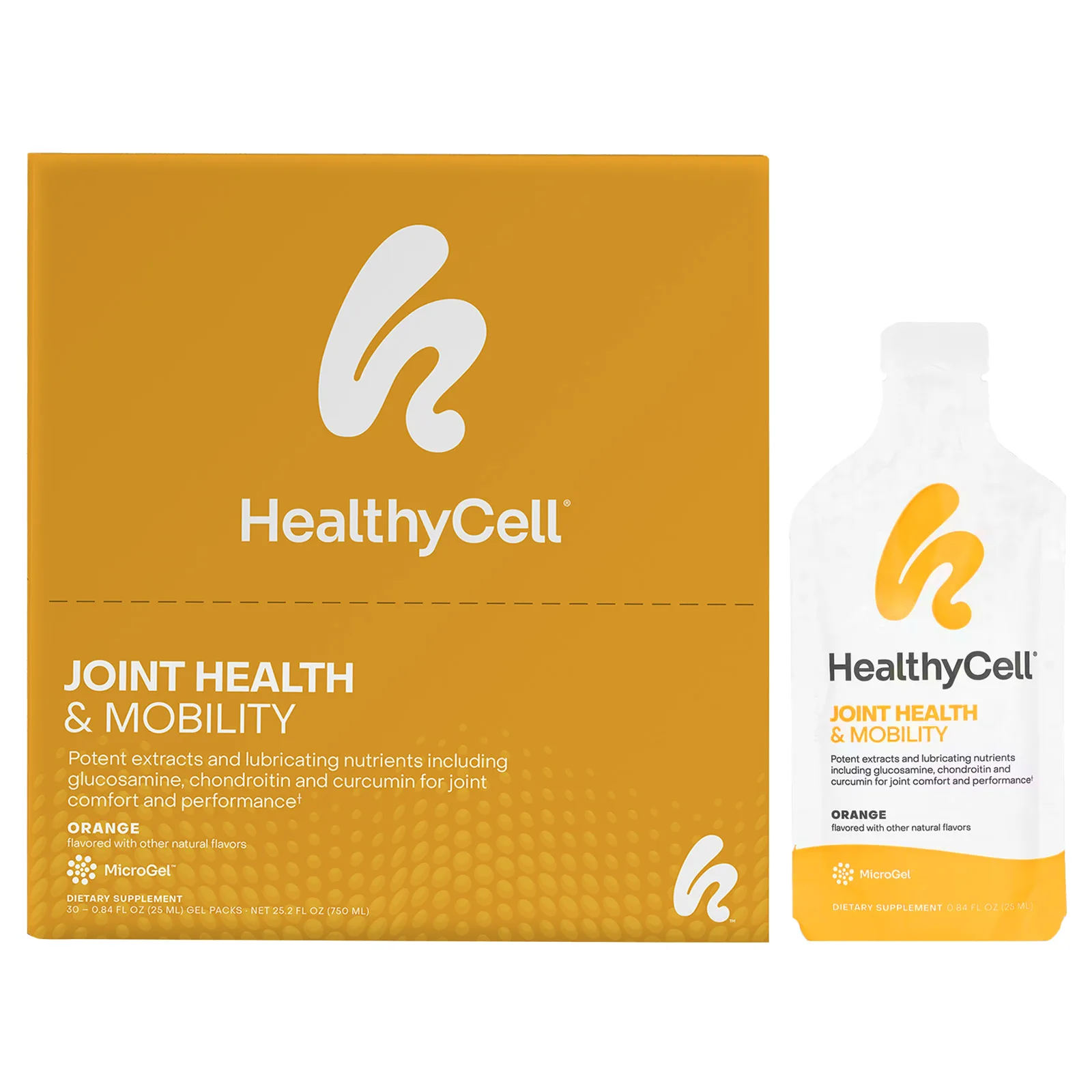 HealthyCell, Здоровье и подвижность суставов, апельсин, 30 гелевых пакетиков по 25 мл (0,84 жидк. Унции)