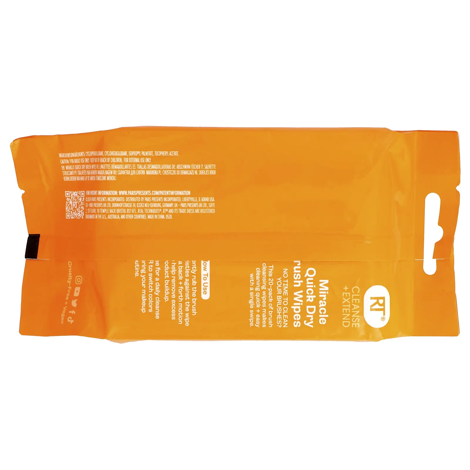 Real Techniques, Cleanse + Extension, быстросохнущие салфетки для расчесывания, 20 шт.