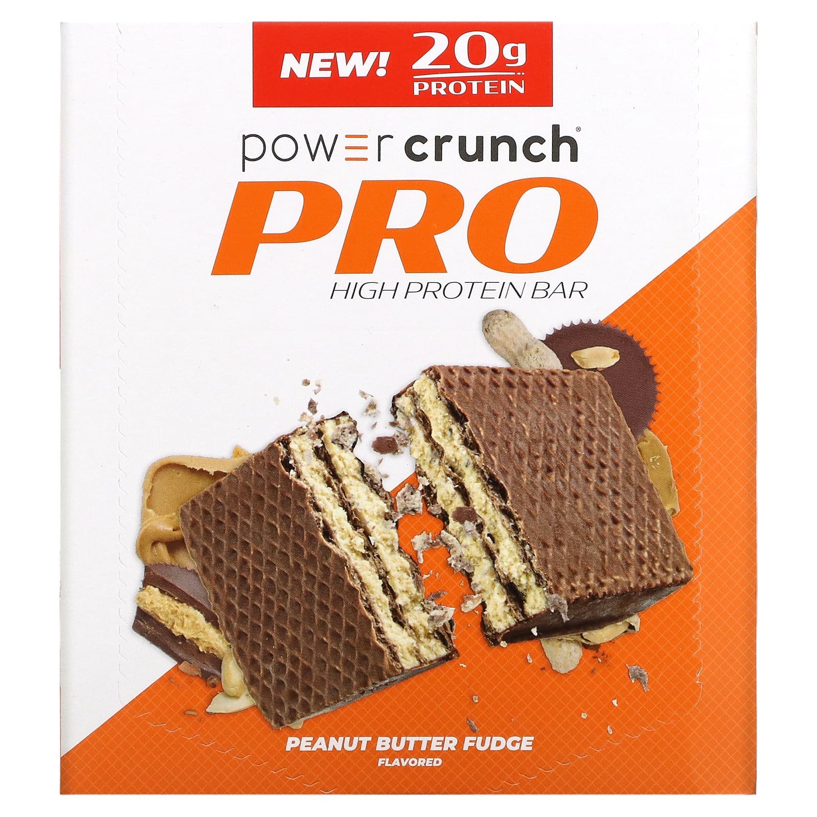 BNRG, Power Crunch Protein Energy Bar, PRO, помадка с арахисовым маслом, 12 батончиков по 2 унции (58 г) каждый