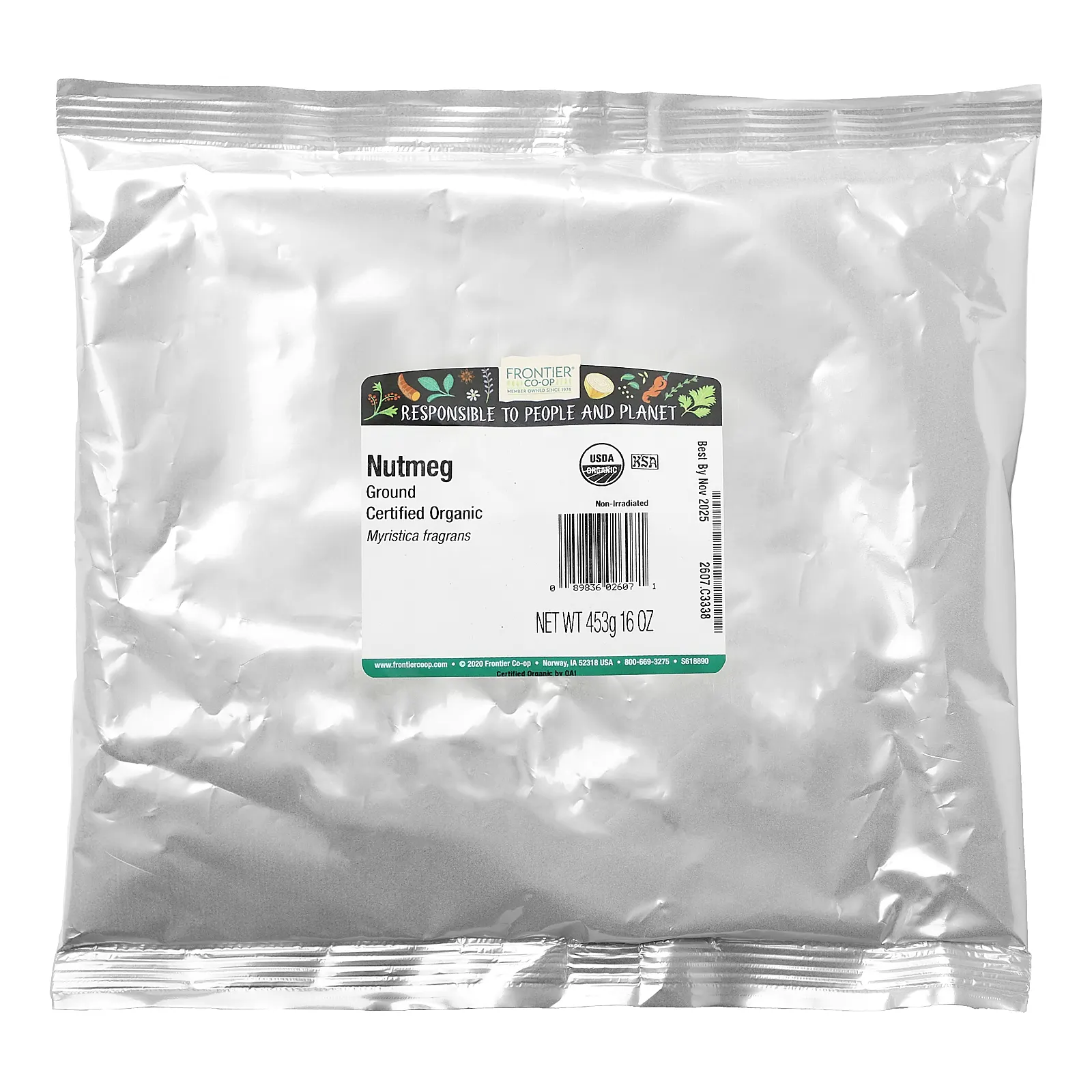 Frontier Co-op, органический мускатный орех, молотый, 453 г (16 унций)