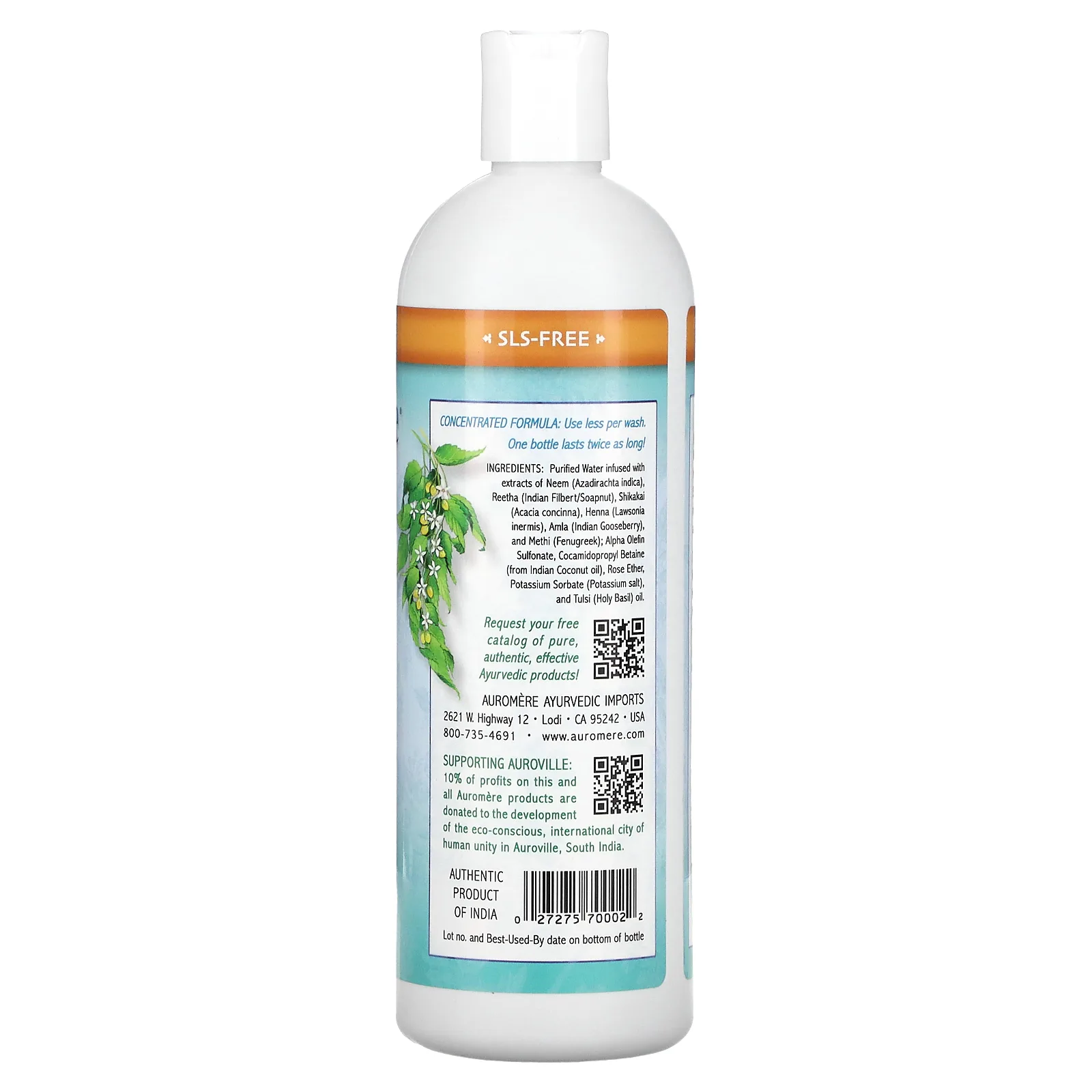 Auromere, Аюрведический шампунь с нимом, ним + 5 эффективных ингредиентов, 473 мл (16 жидк. унций)