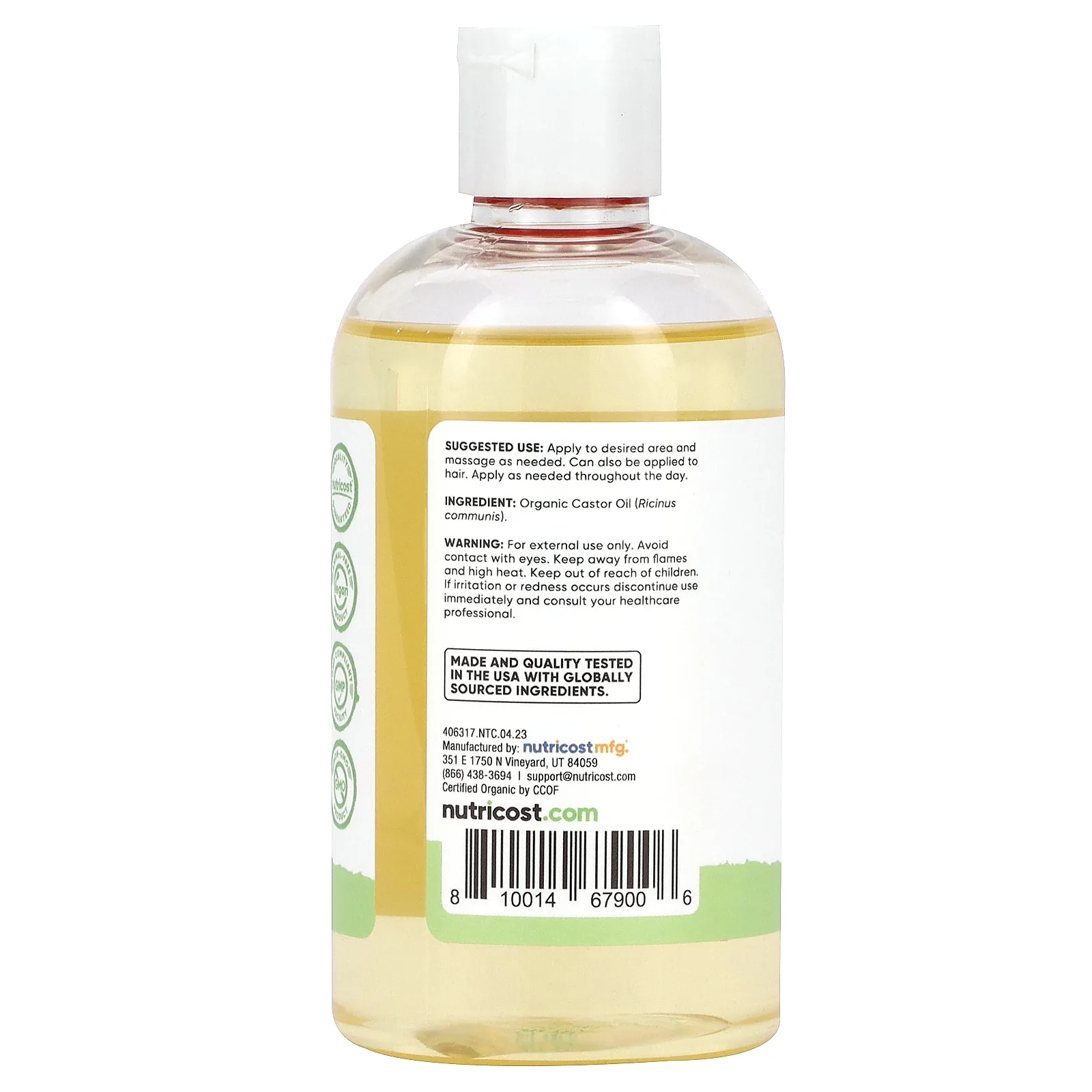 Nutricost, Essentials, органическое касторовое масло, 240 мл (8 унций)
