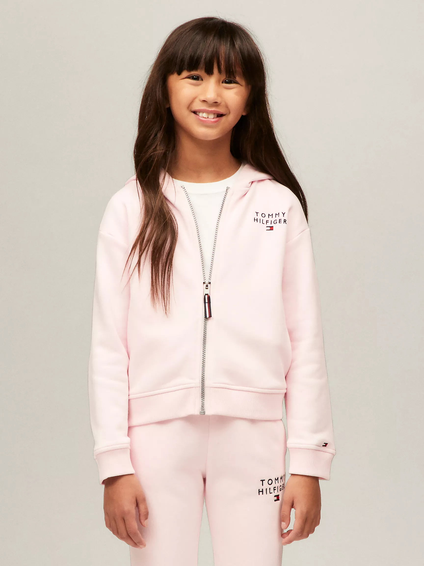 Худи для девочек Tommy Hilfiger, Детское худи на молнии с логотипом Hilfiger