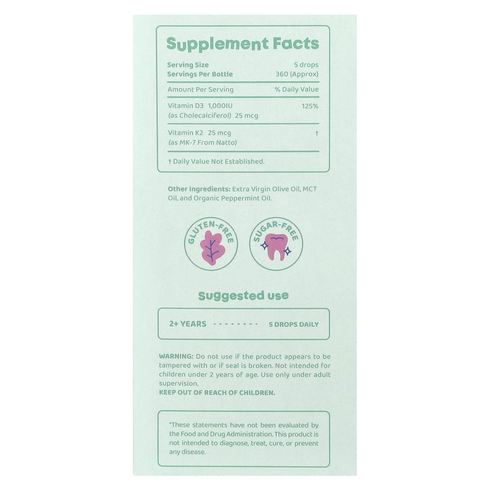 JoySpring, витамины D3 и K2 в каплях, 60 мл (2 жидк. унции)