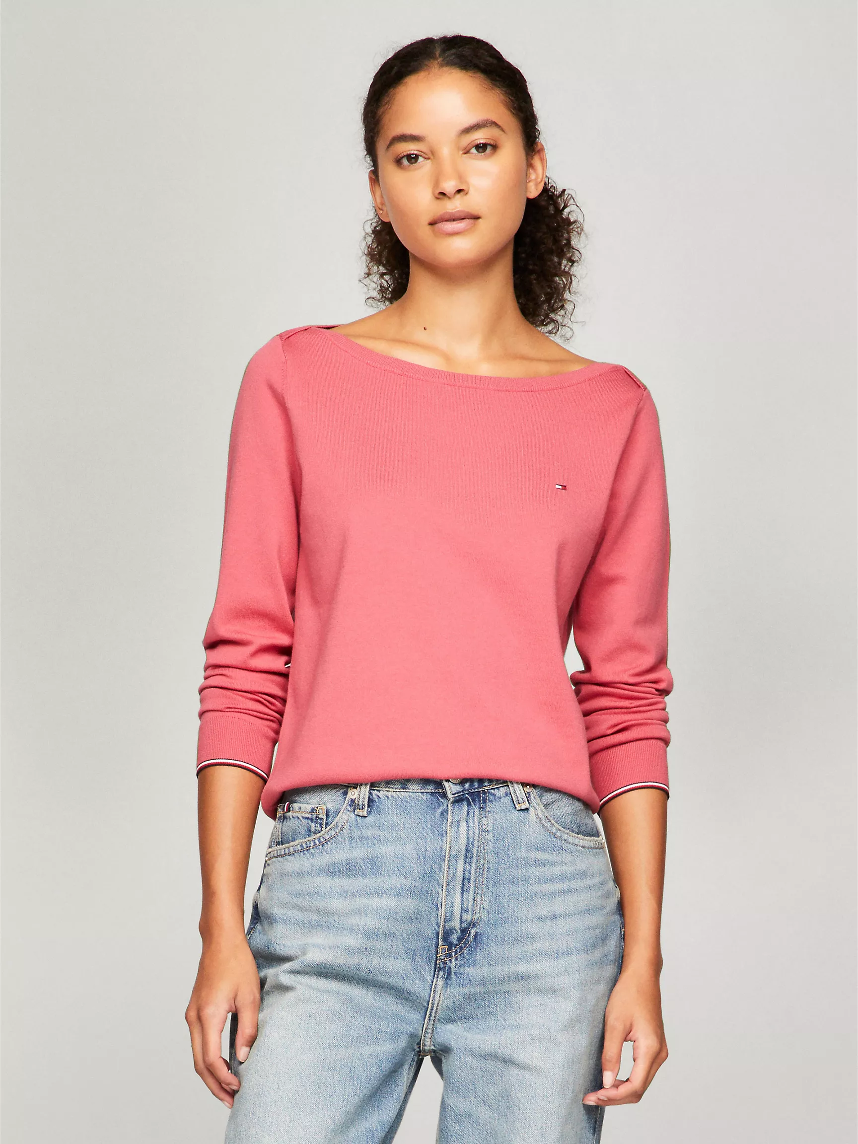 Женский свитер Tommy Hilfiger, Однотонный свитер с вырезом "лодочка"