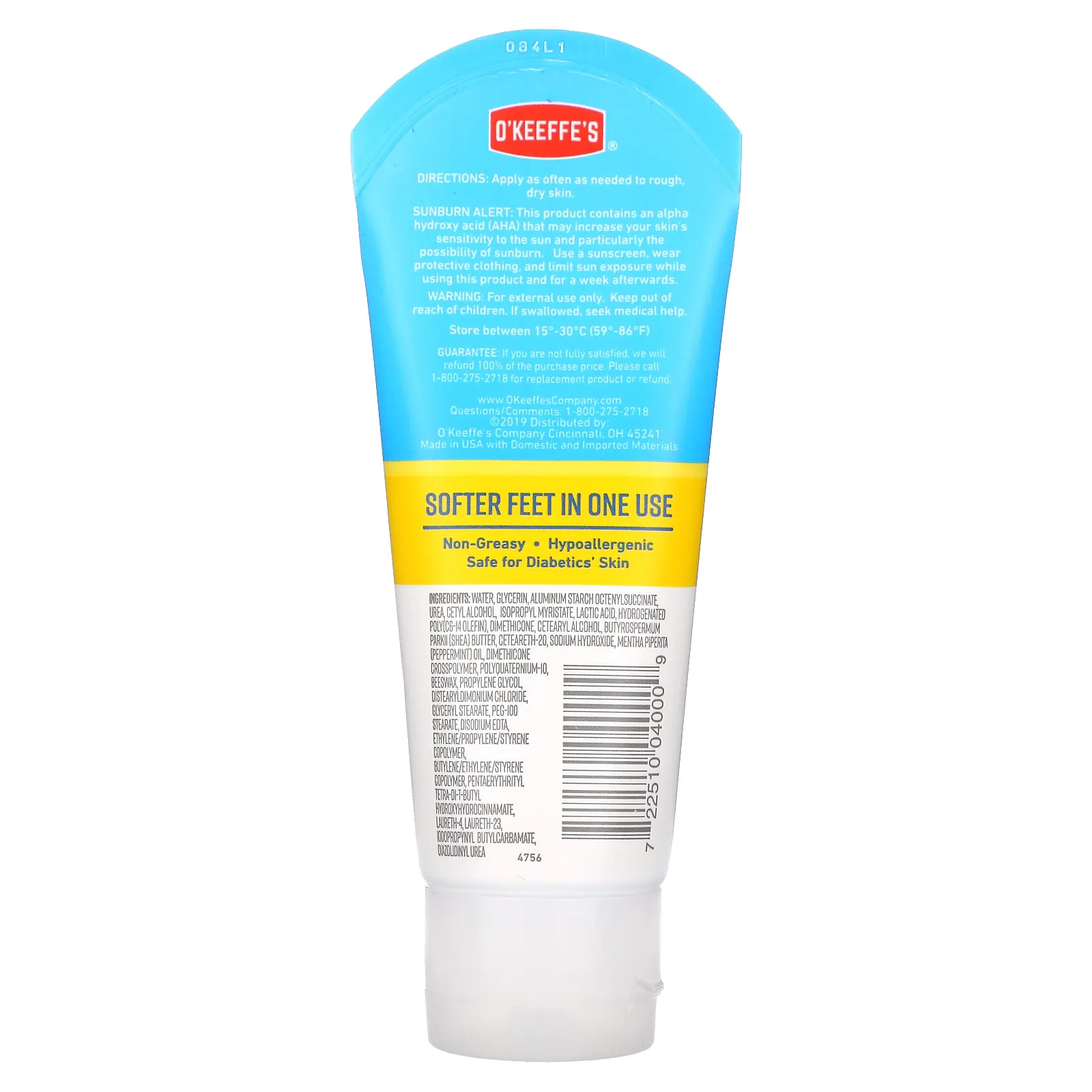 O'Keeffe's, Healthy Feet, крем для ног, отшелушивающий и увлажняющий эффект, 85 г (3 унции)