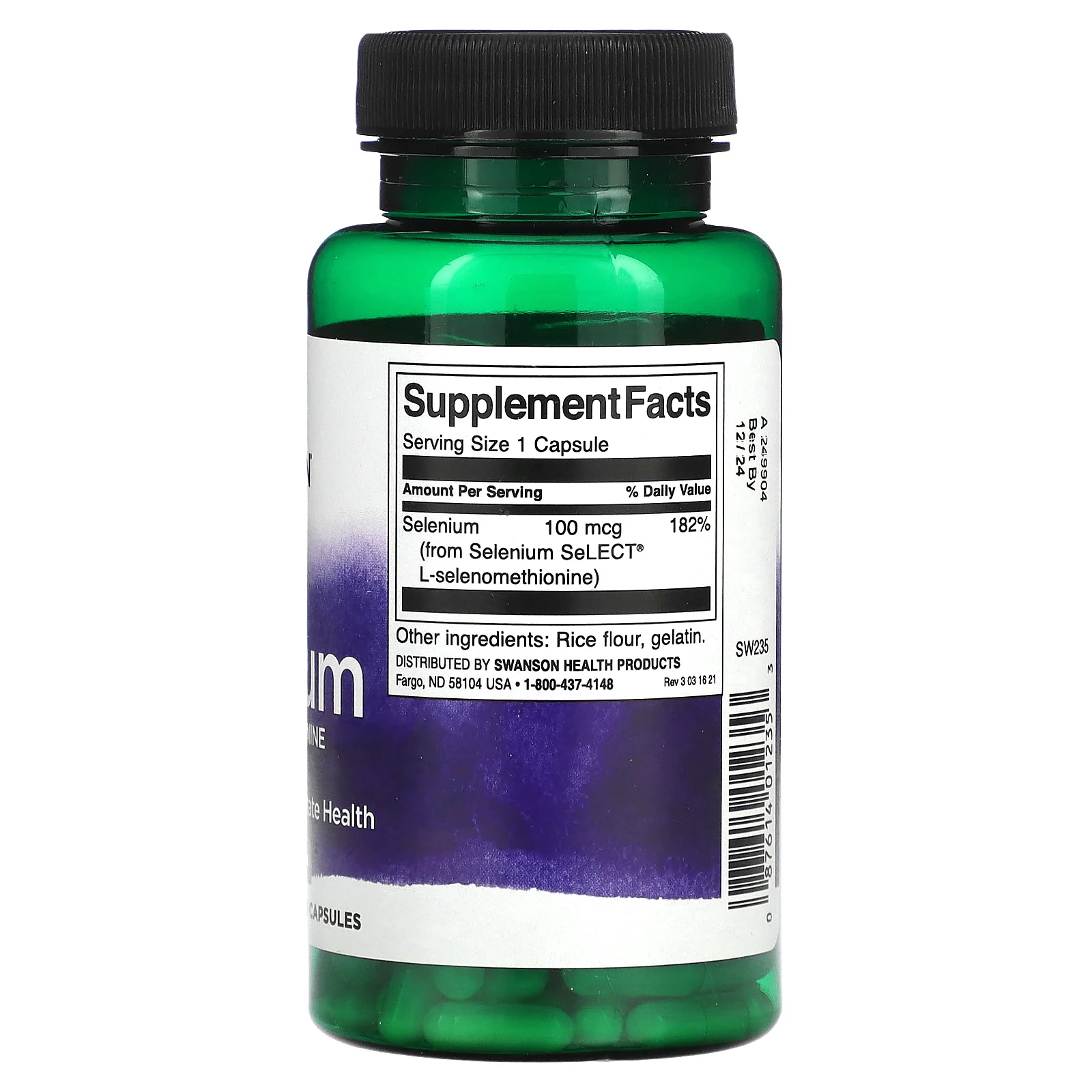 Swanson, Селен, L-селенометионин, 100 мкг, 200 капсул