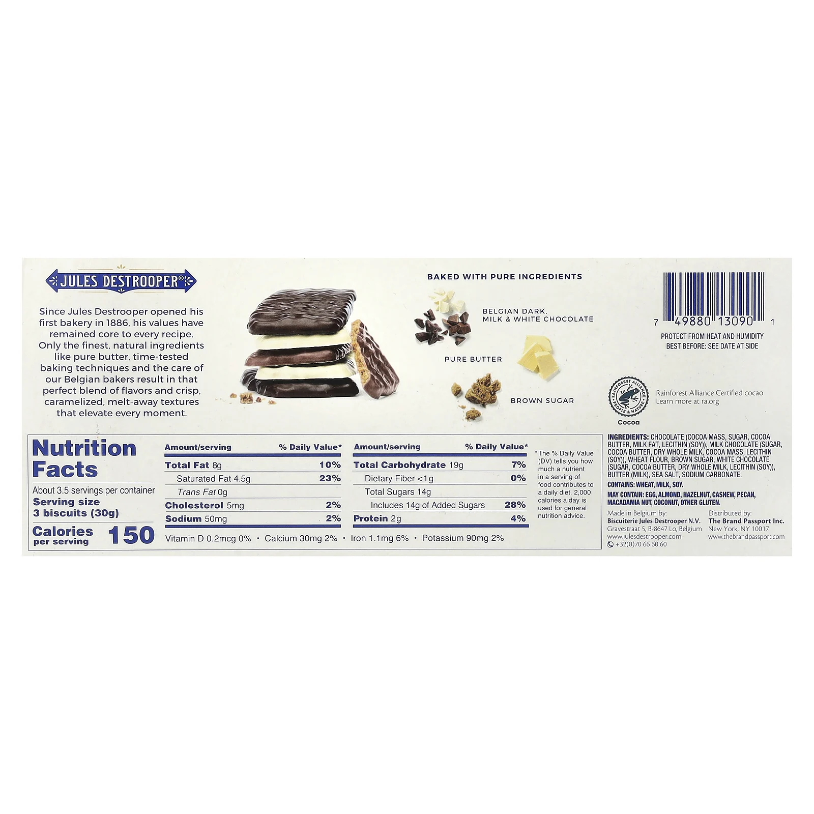 Jules Destrooper, Печенье в шоколаде, 100 г (3,5 унции)