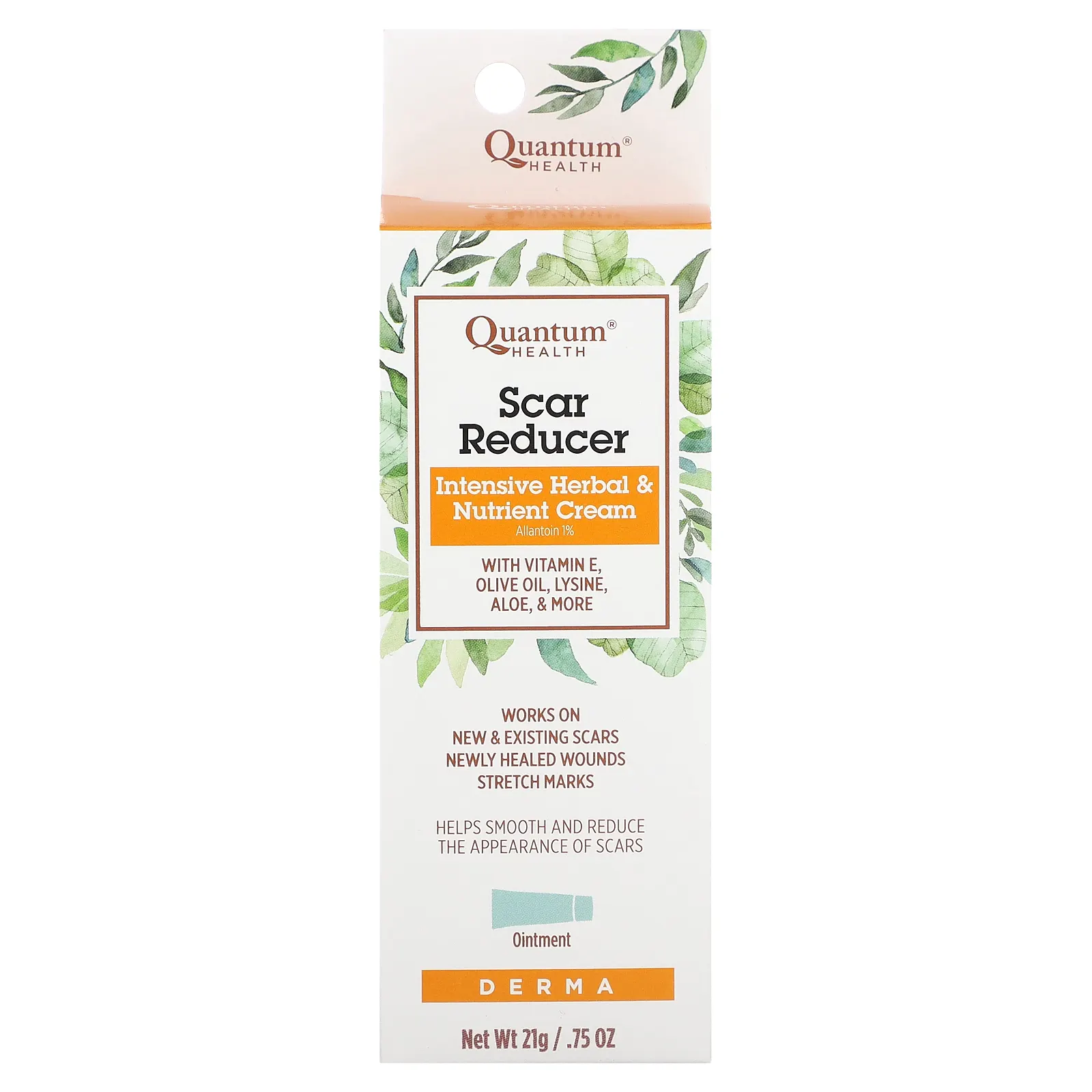 Quantum Health, Scar Reducer, Интенсивный травяной и питательный крем, 21 г (0,75 унции)