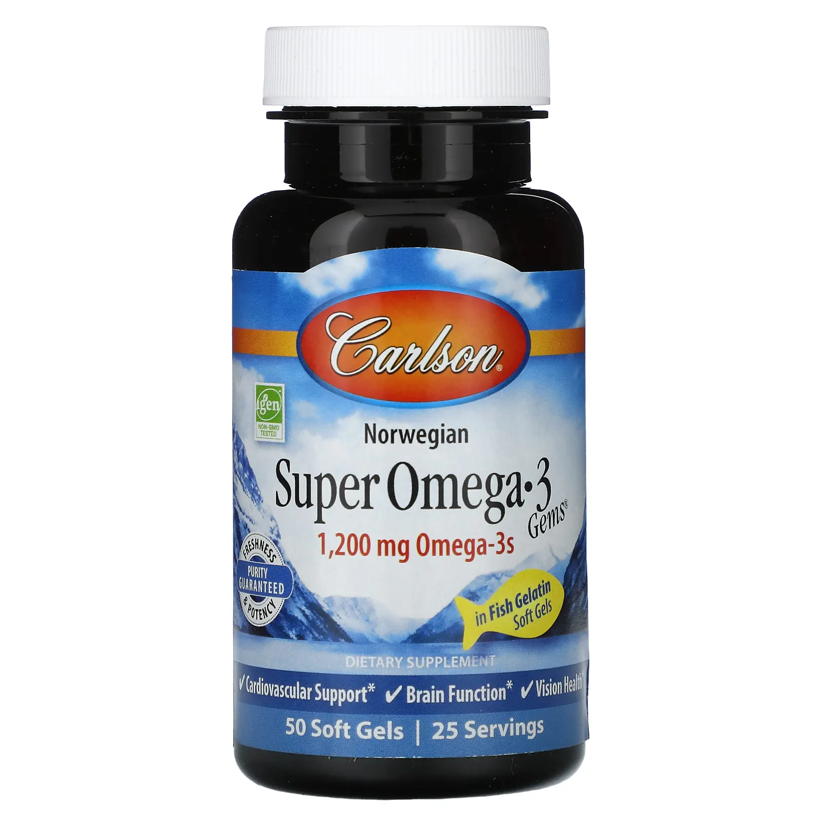 Carlson, Super Omega-3 Gems, 1200 мг, 50 капсул (600 мг в 1 капсуле)