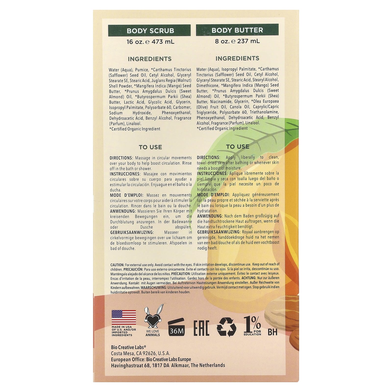 Petal Fresh, Осветляющий набор, манго и миндальное масло, набор из 2 предметов