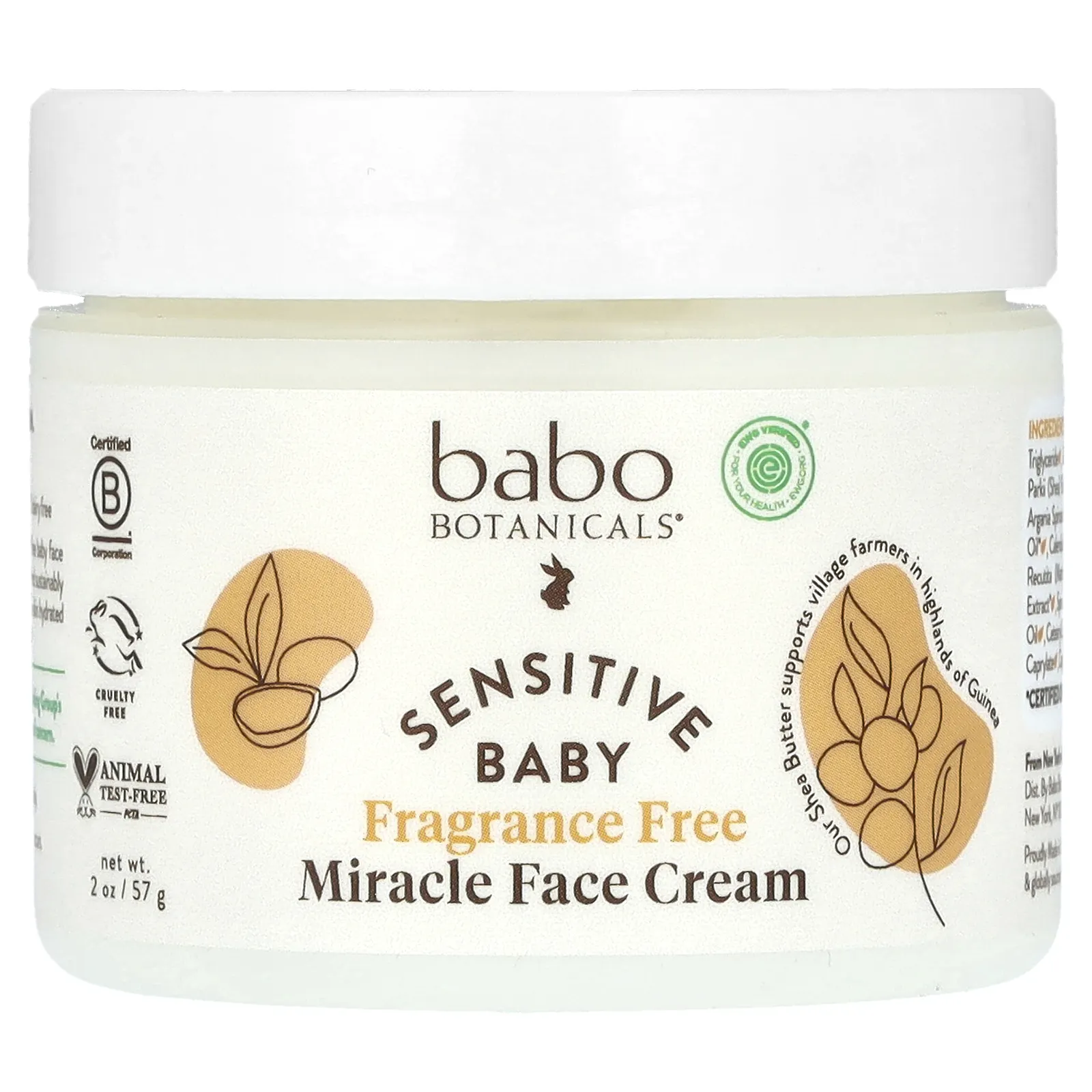 Babo Botanicals, крем для лица для чувствительной кожи Baby Miracle, без отдушки, 57 г (2 унции)