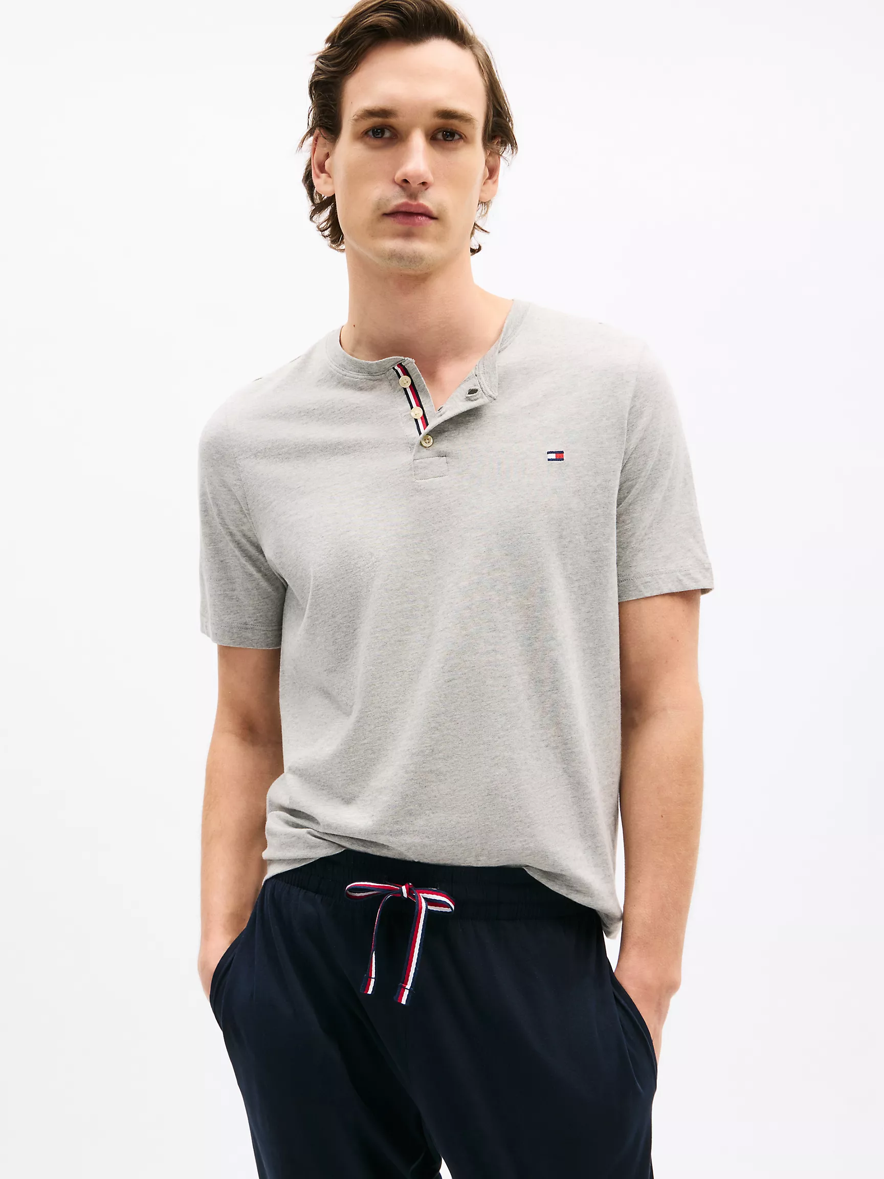 Мужская одежда для сна Tommy Hilfiger, Замшевая пижамная рубашка Henley из джерси