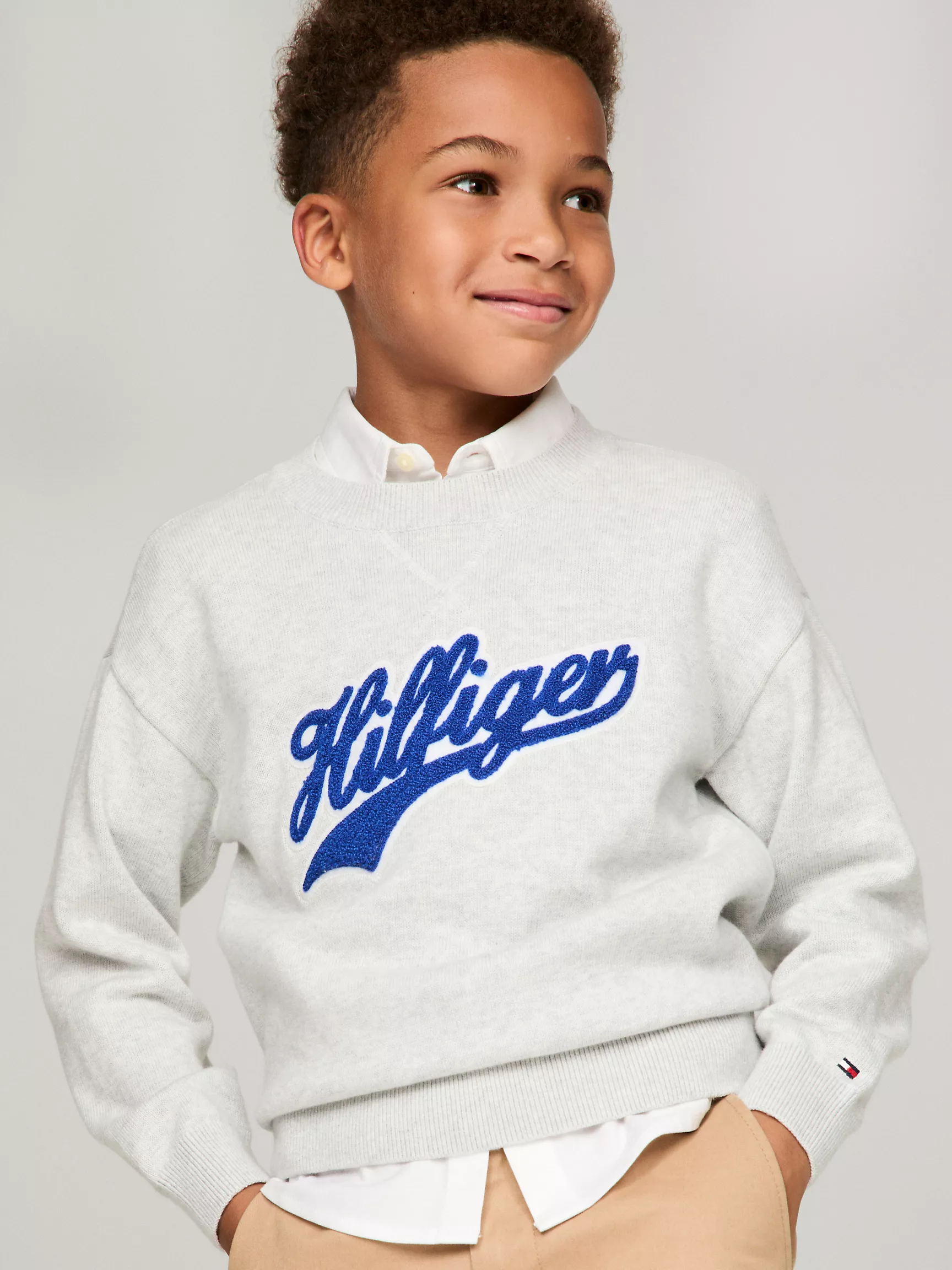 Свитер для мальчика Tommy Hilfiger, Детский свитер с флокированным логотипом Script