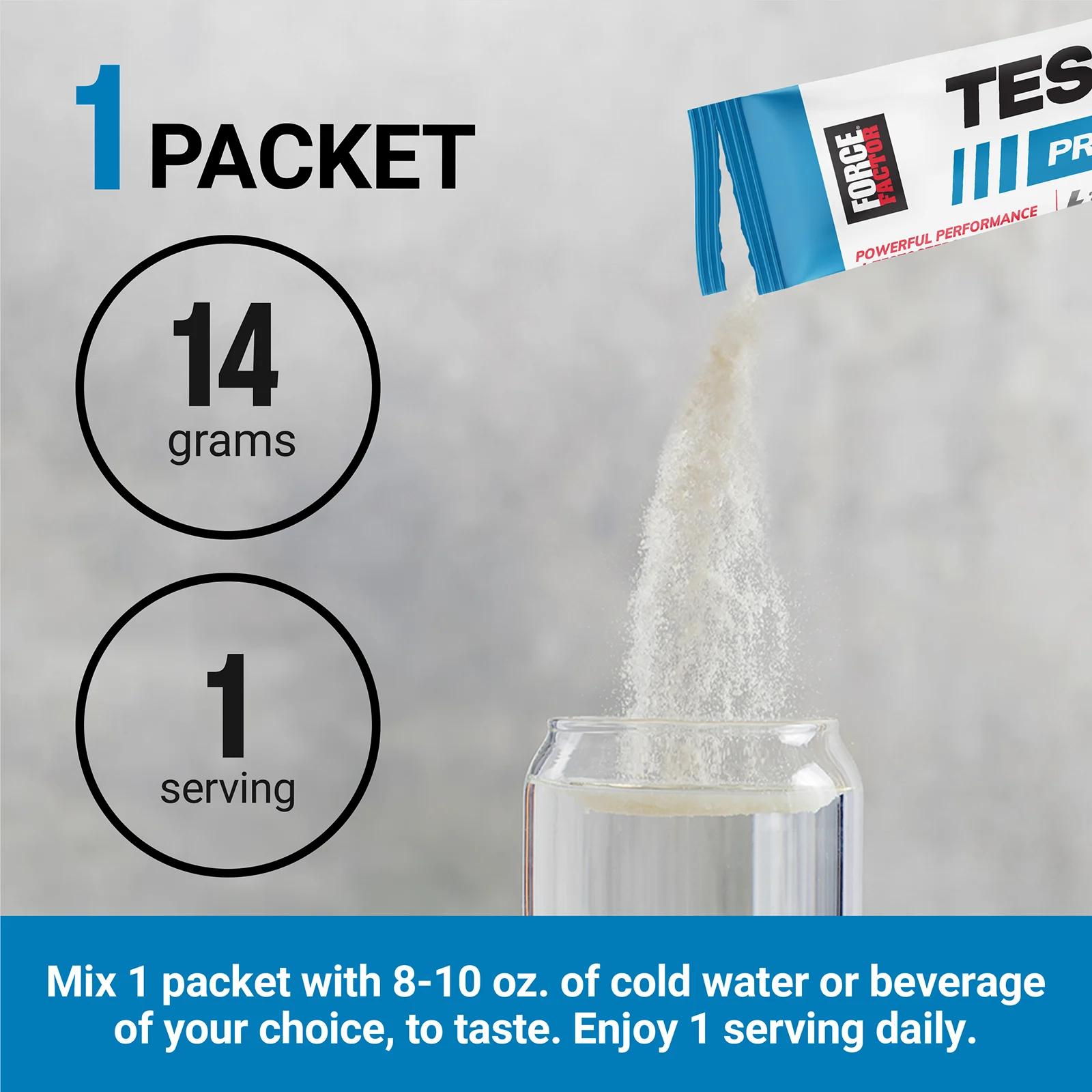 Force Factor, Test X180 перед тренировкой, голубая малина, 1 шт., 14 г (0,5 унции)