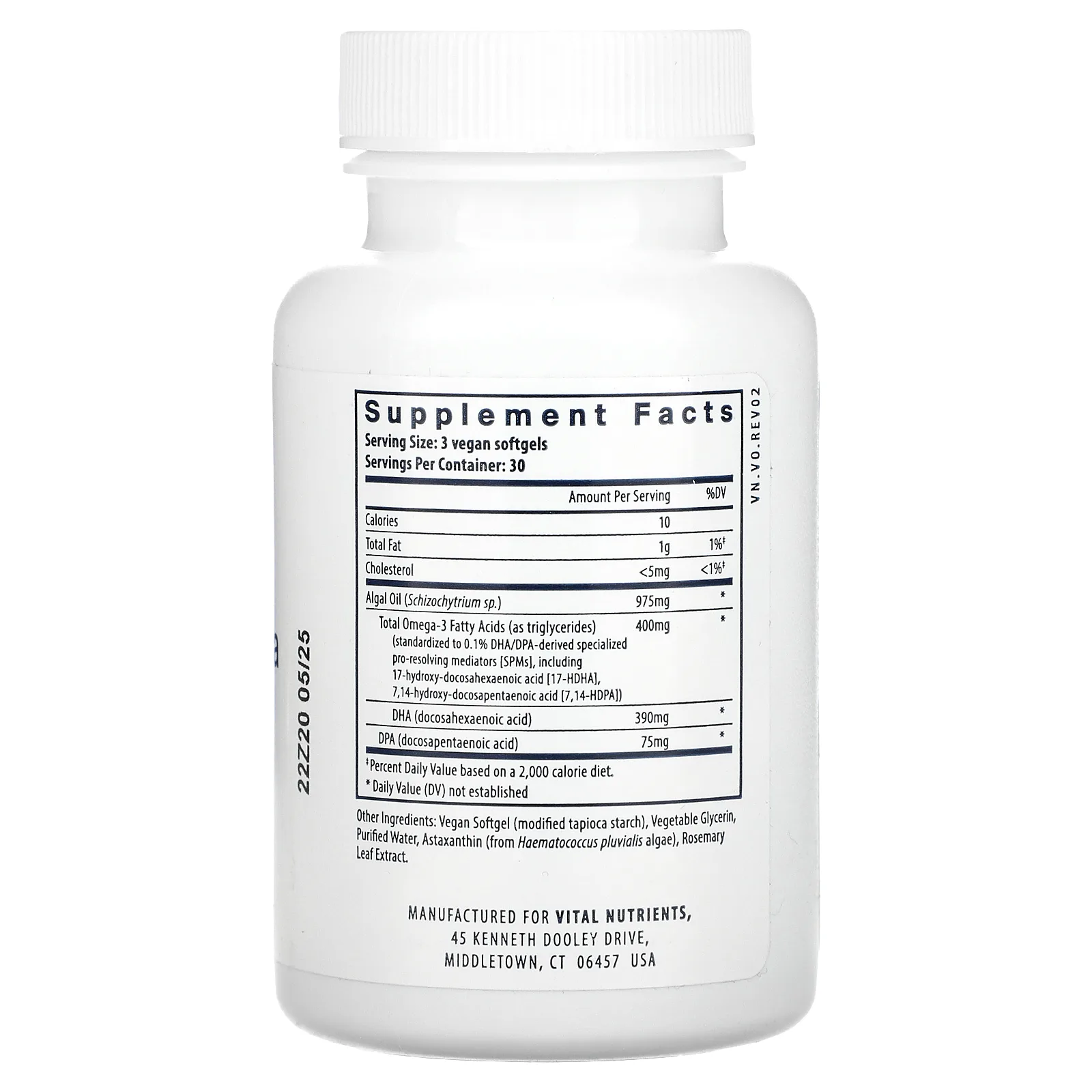 Vital Nutrients, ультрачистая, веганская омега омега SPM+, 90 веганских капсул