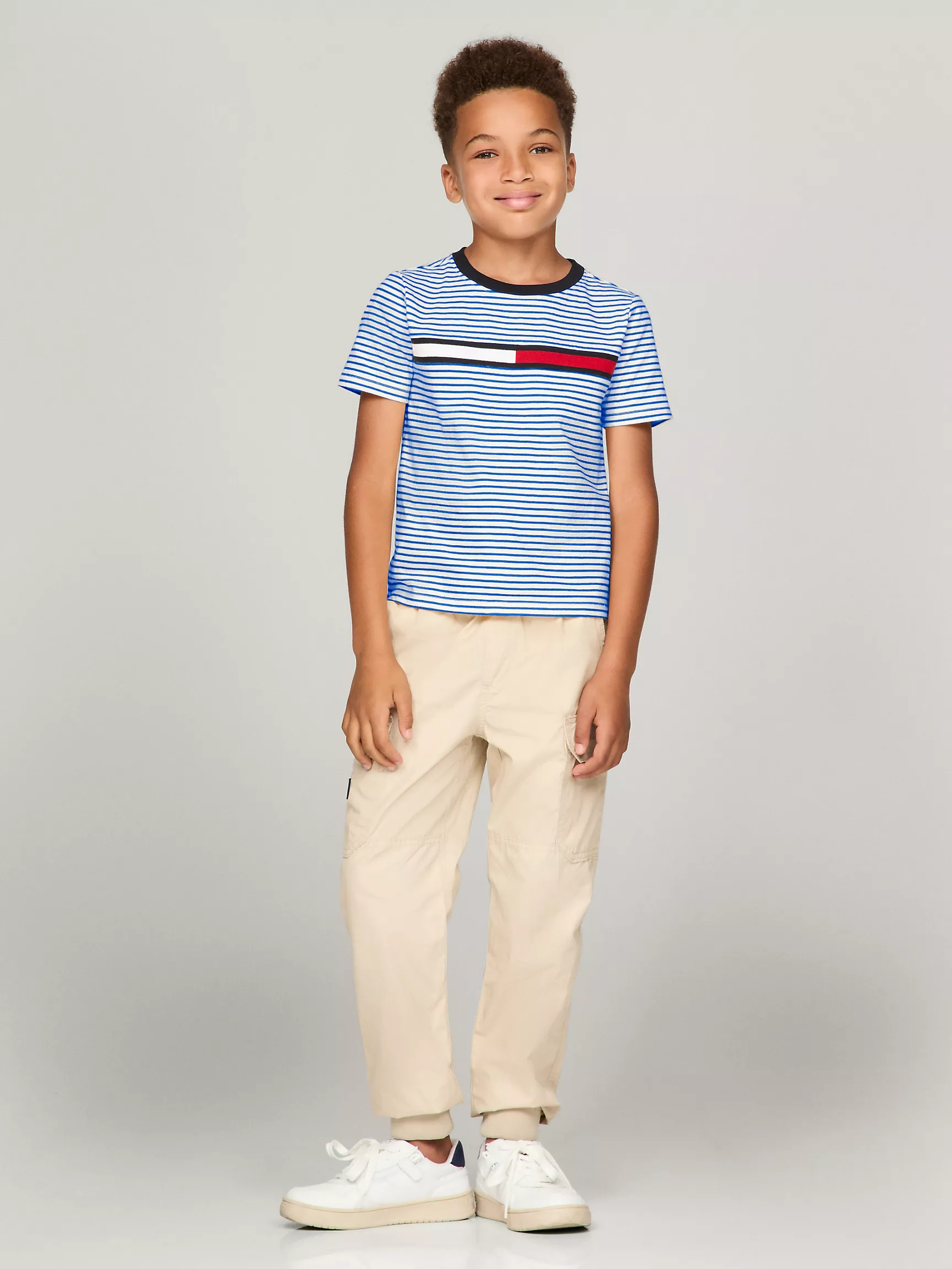 Футболка Tommy Hilfiger для мальчиков, Детская футболка с логотипом флага и полосками