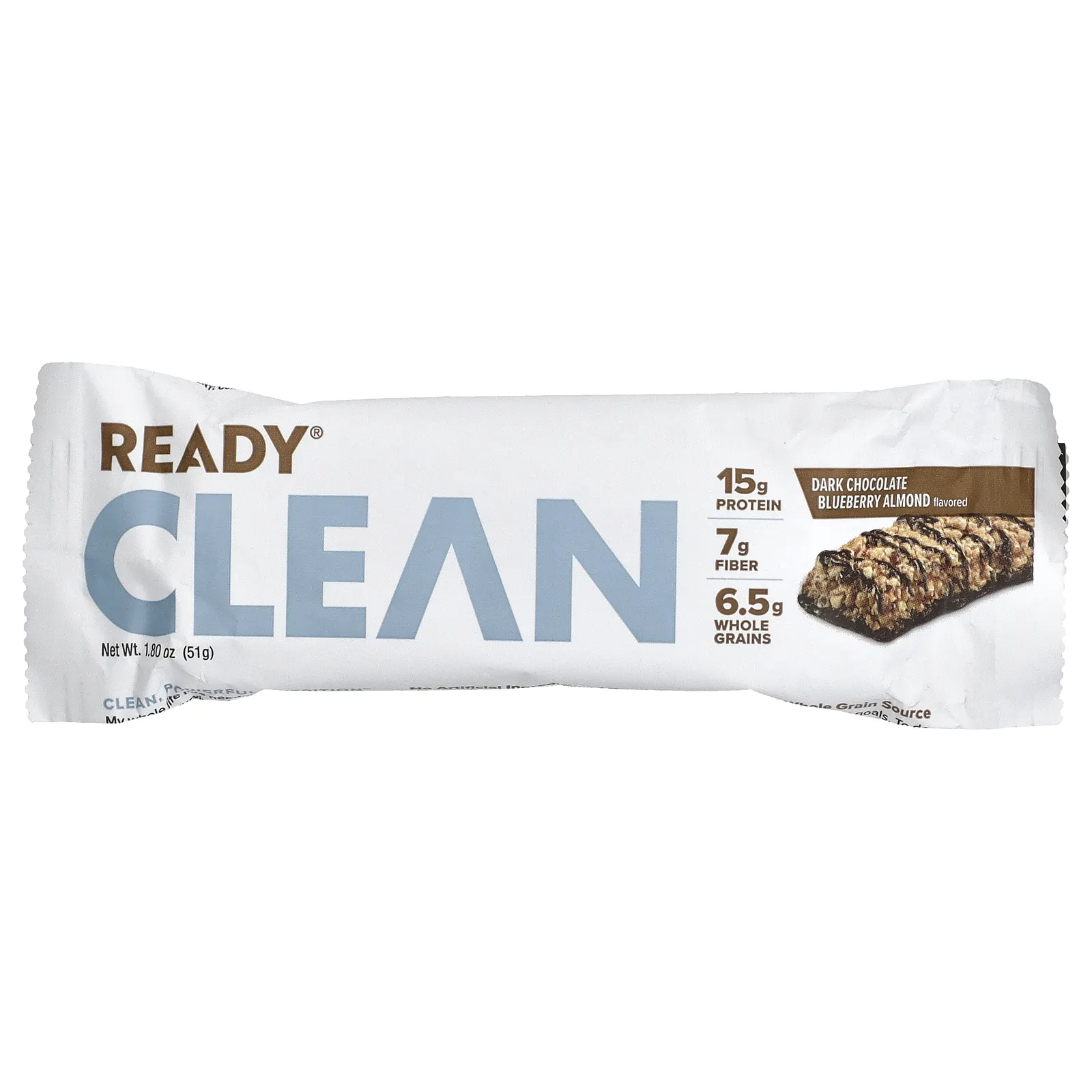 Ready, Clean Protein Bar, темный шоколад, черника и миндаль, 12 батончиков, 51 г (1,8 унции)