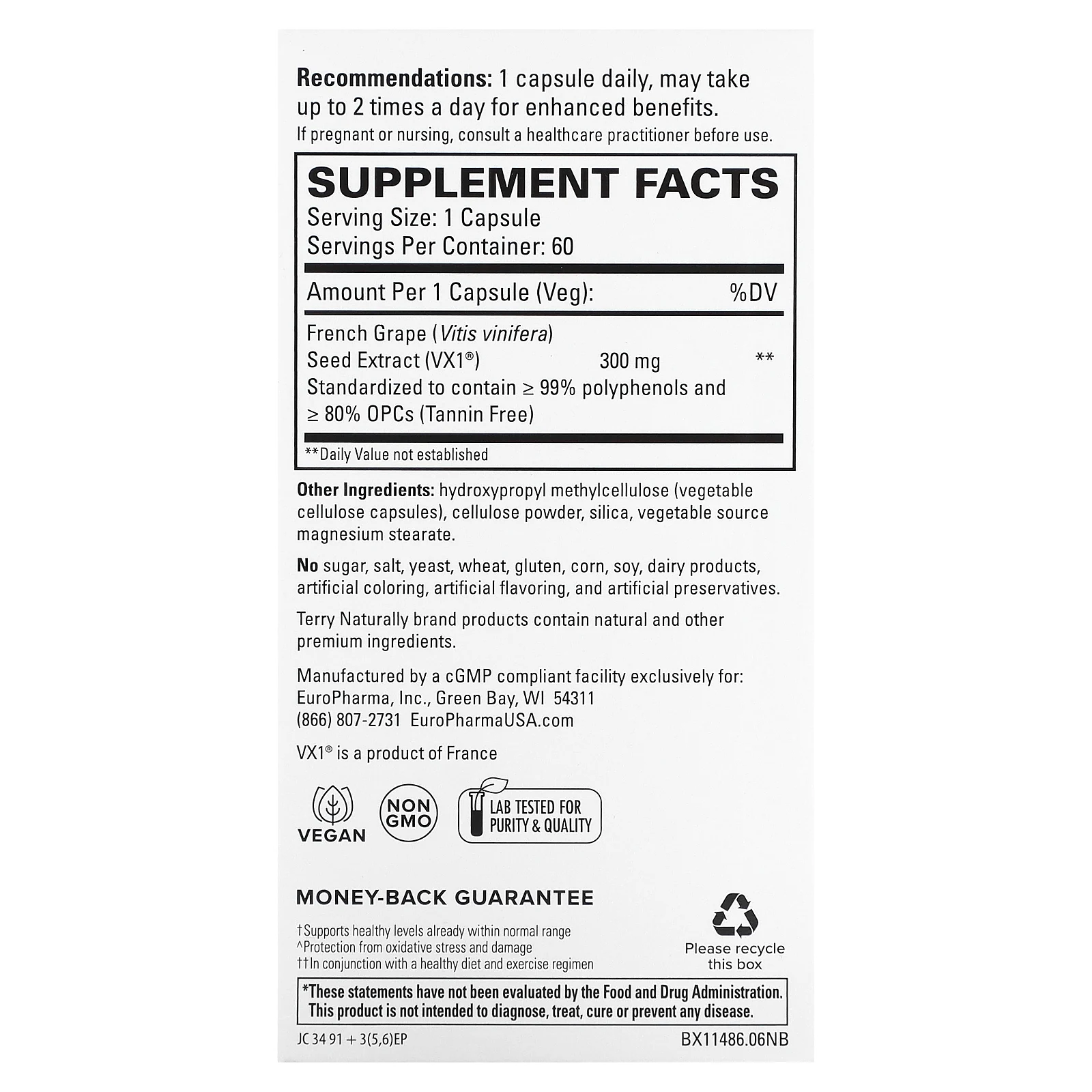 Terry Naturally, Clinical OPC, 300 мг, 60 капсул